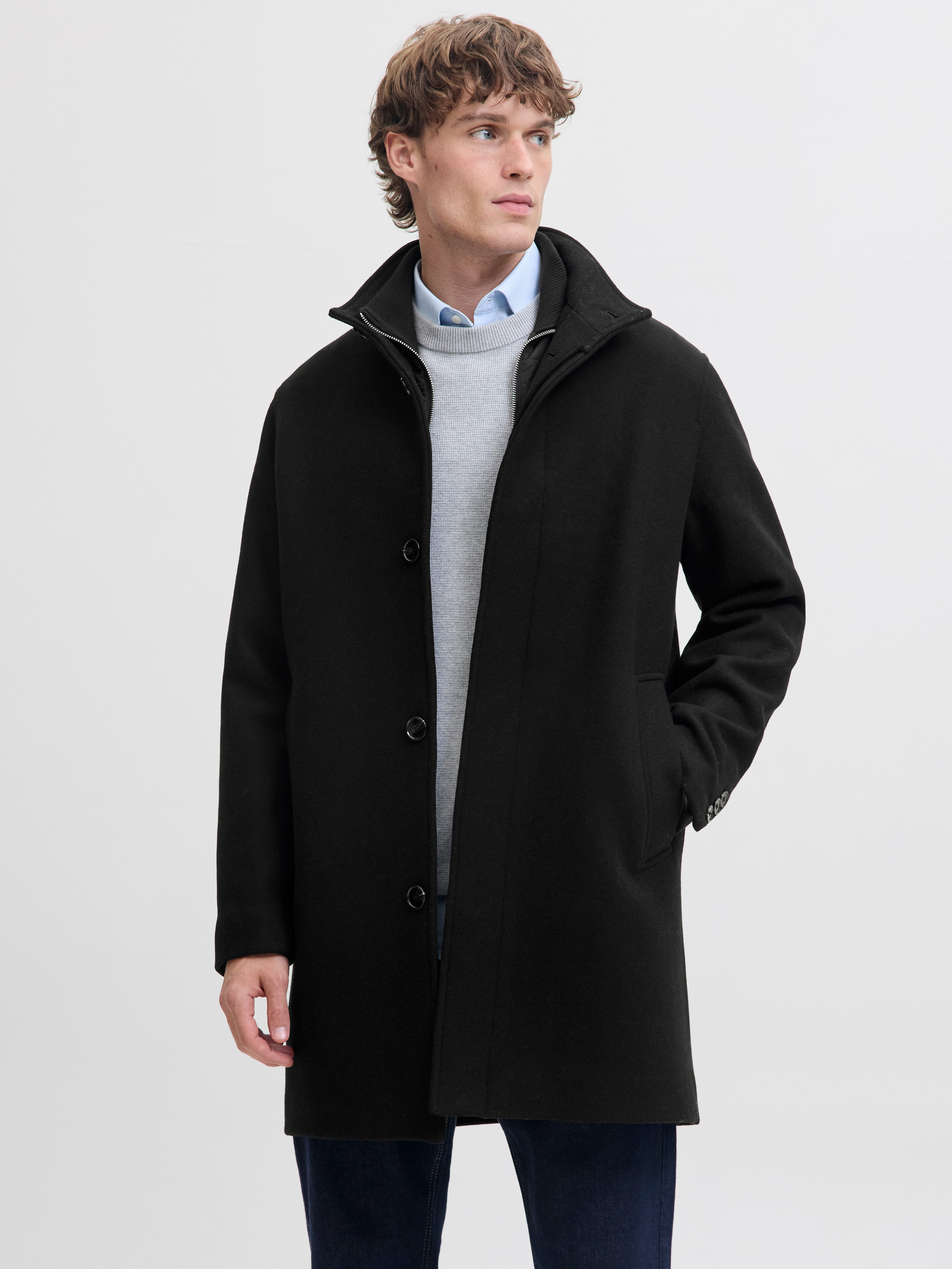 Jack & Jones Wollmantel JPRCCKEITH WOOL BLEND STANCOLLAR COAT SN