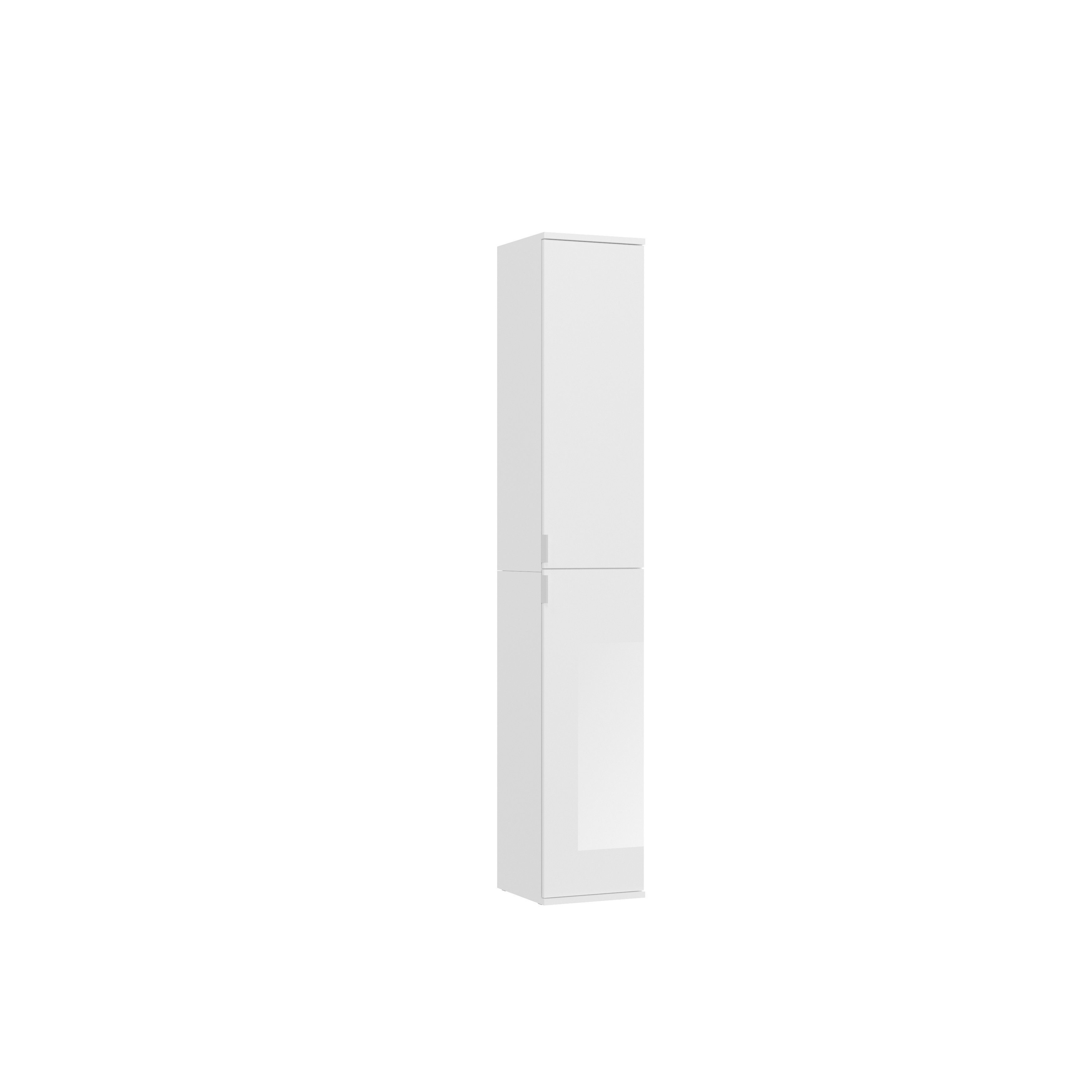 furnling Garderobenschrank Professor 30 x 193 x 34 cm, in Hochglanz weiß, mit 2 Türen, Schrank, Garderobe