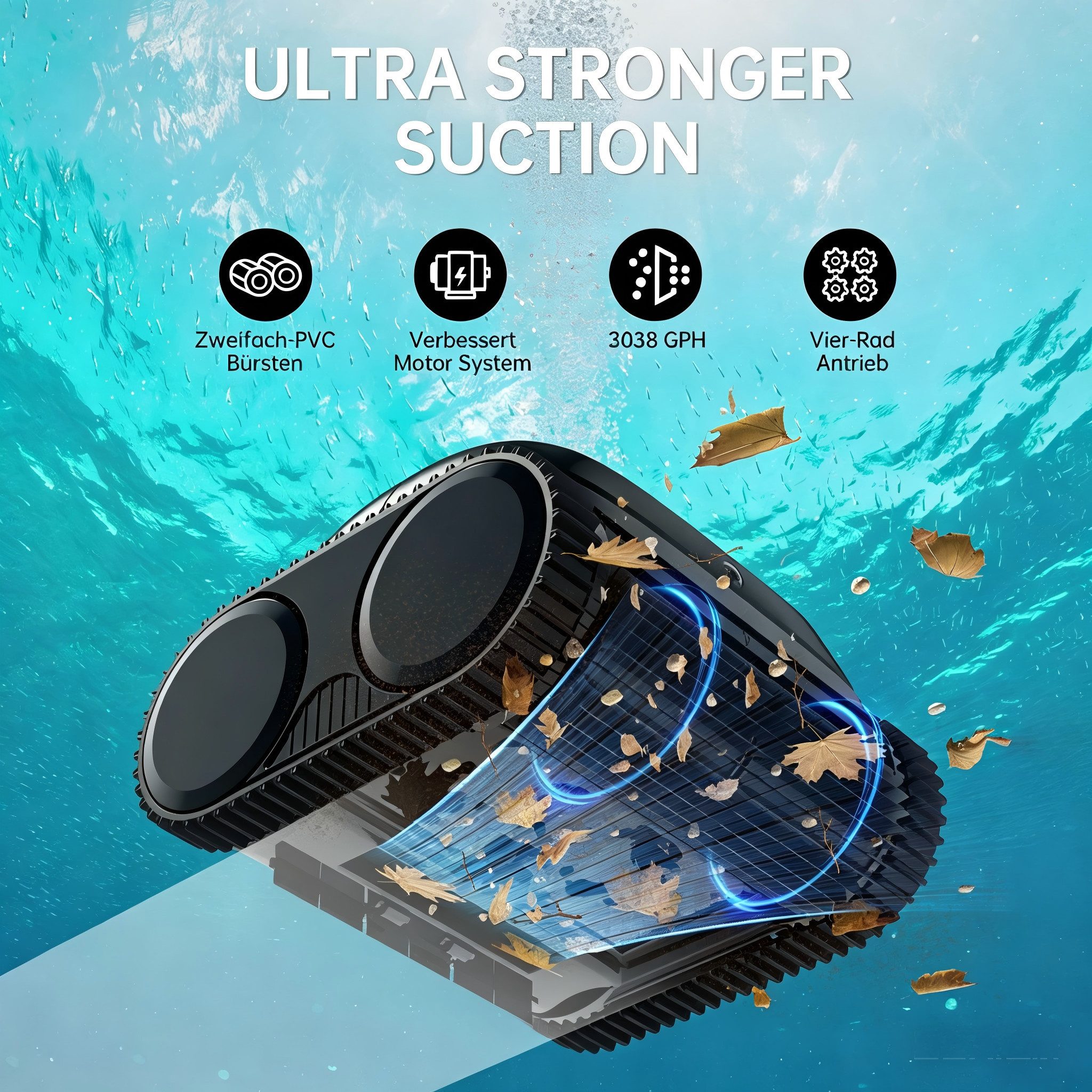 WYBOT Poolroboter C1 (Upgrade) für Boden & Wand & Wasserlinie, 150 Min Akkulaufzeit, Poolreiniger mit intelligenter Routenplanung, bis 150 m²