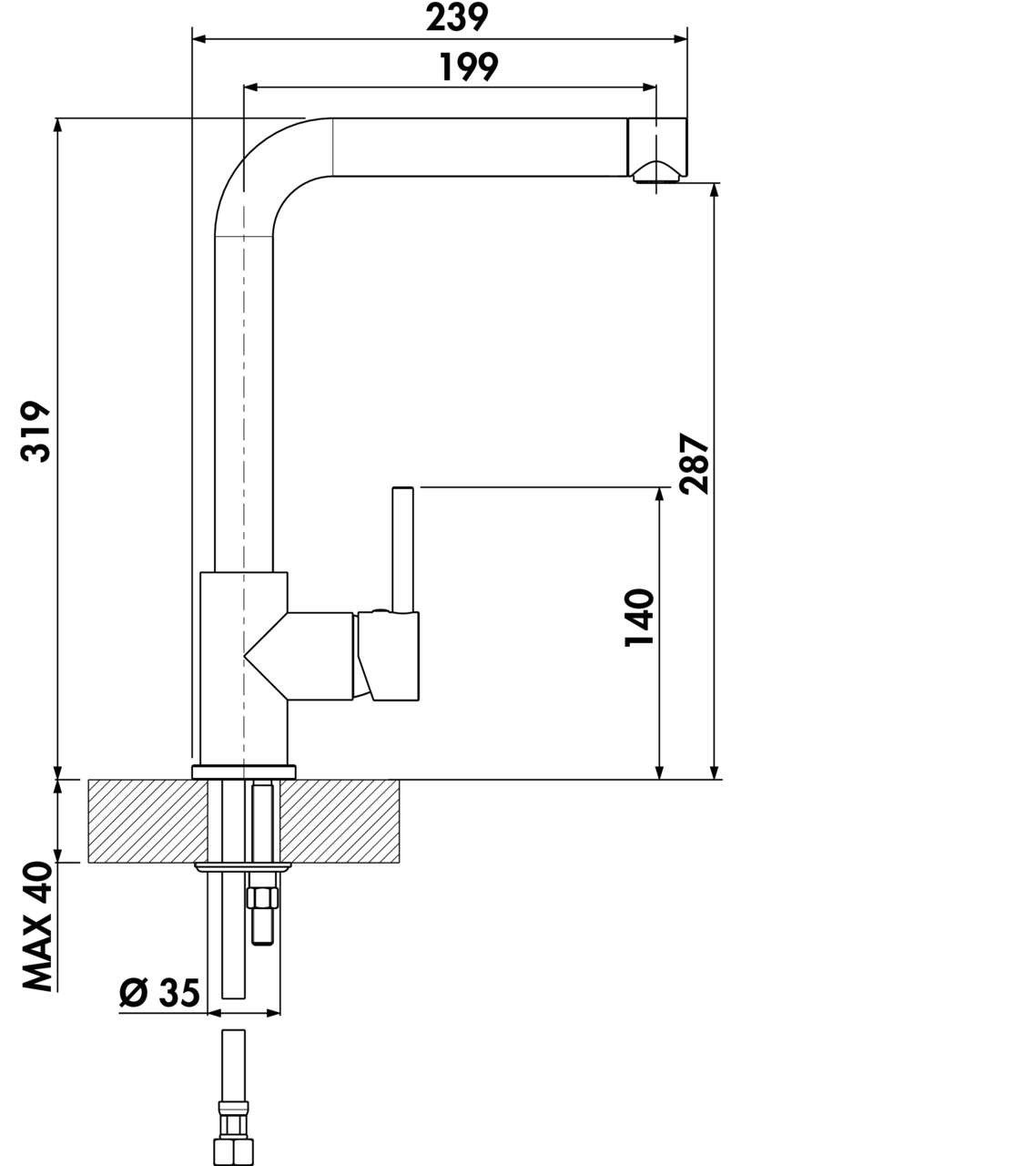 Naber Küchenarmatur Einhebelmischer Linea Arco 1 chrom, Hochdruck 5011250