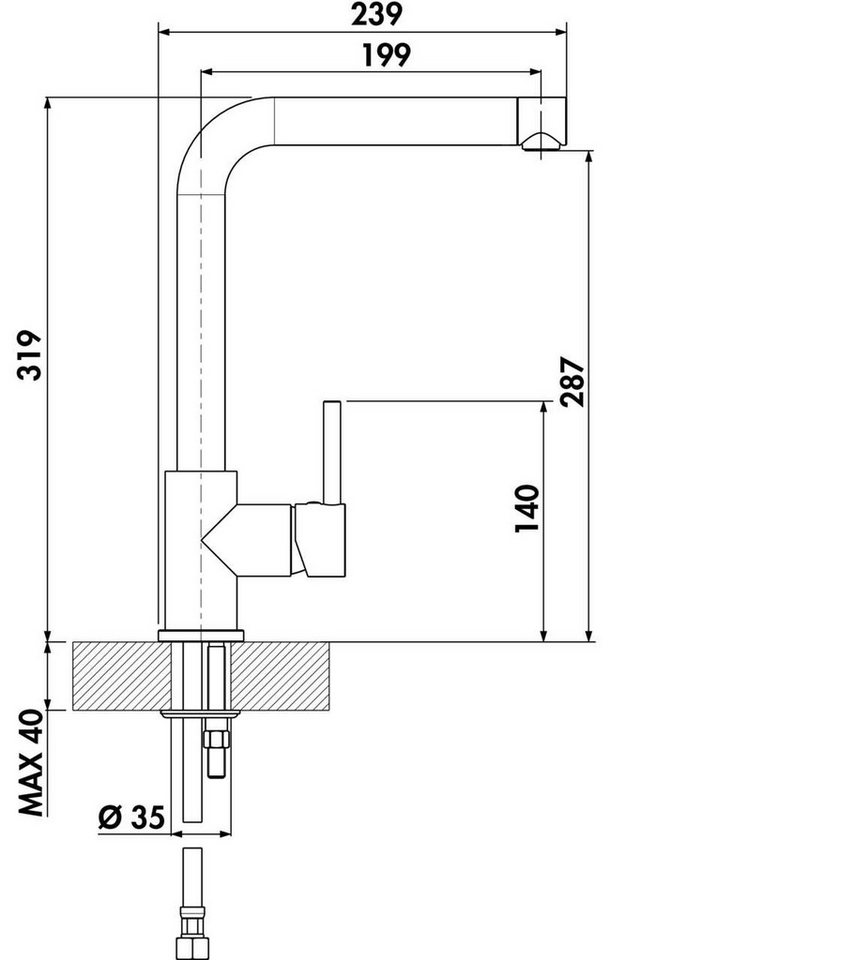 Thumbnail - Naber Küchenarmatur Einhebelmischer Linea Arco 1 edelstahlfinish, Hochdruck 5011251