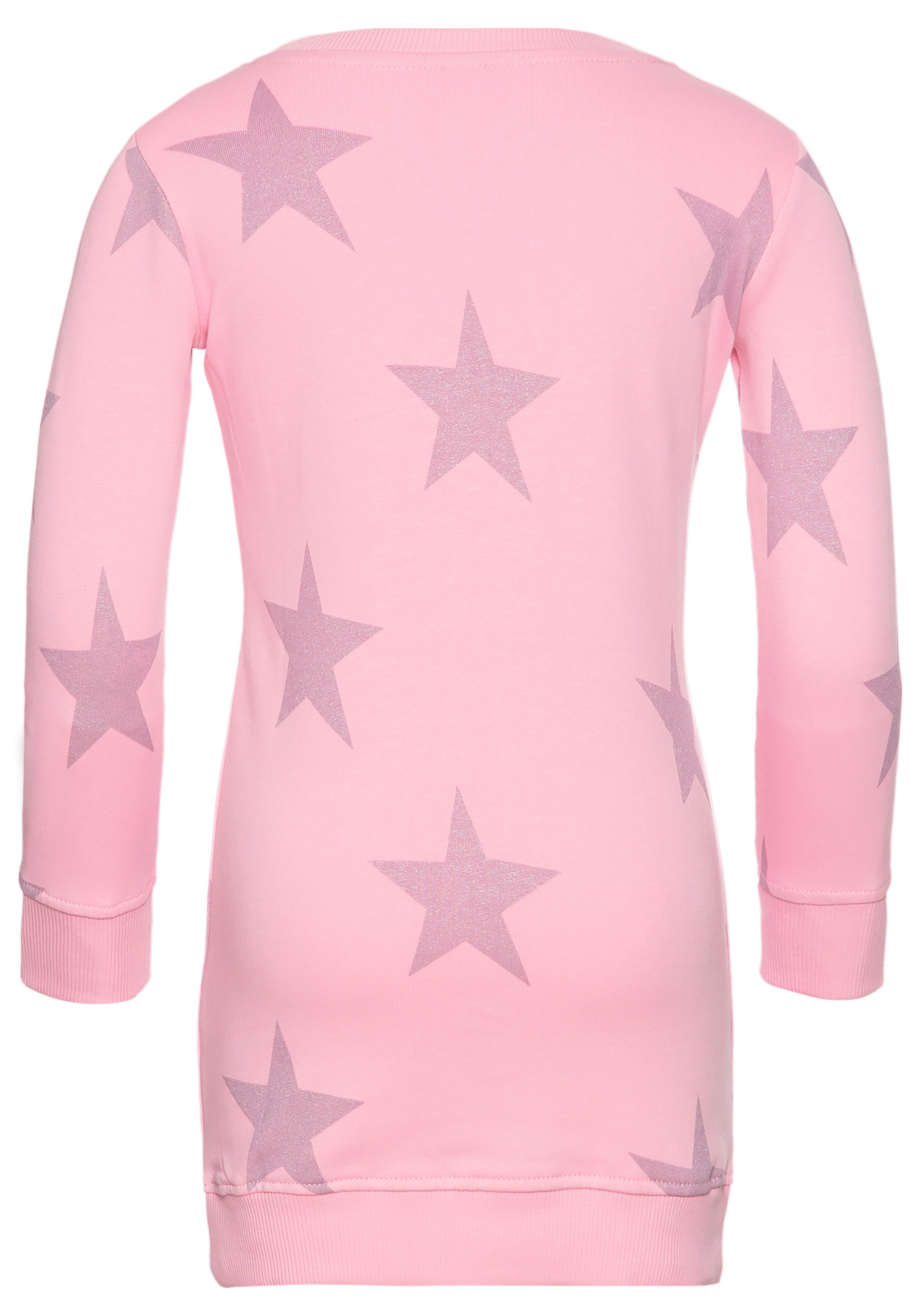 KIDSWORLD Sweatkleid Sterne-Allover Kleid für kleine Mädchen Sweatkleid mit Glitzerdruck