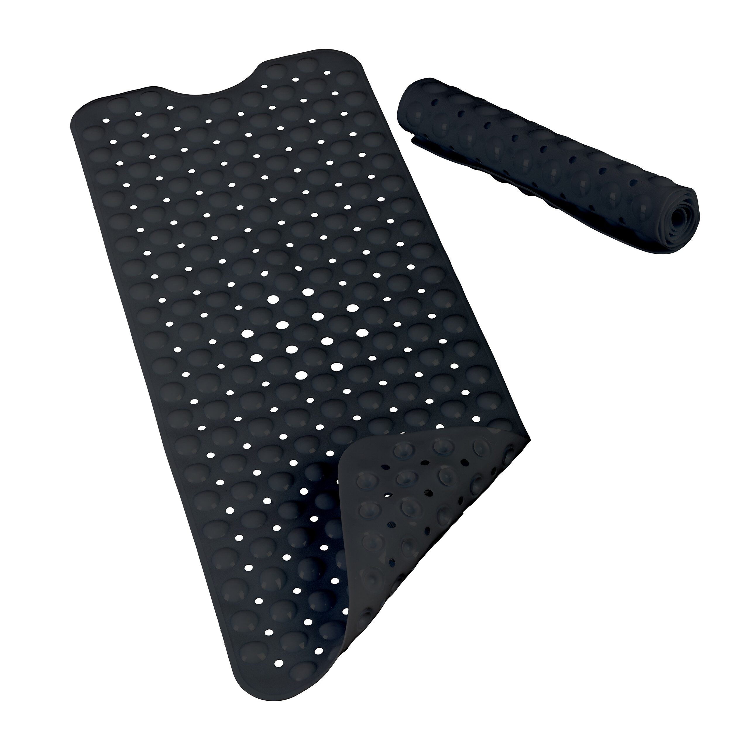 relaxdays Duschmatte Badewannenmatte XXL, Höhe 7 mm, Kunststoff, rechteckig, schwarz