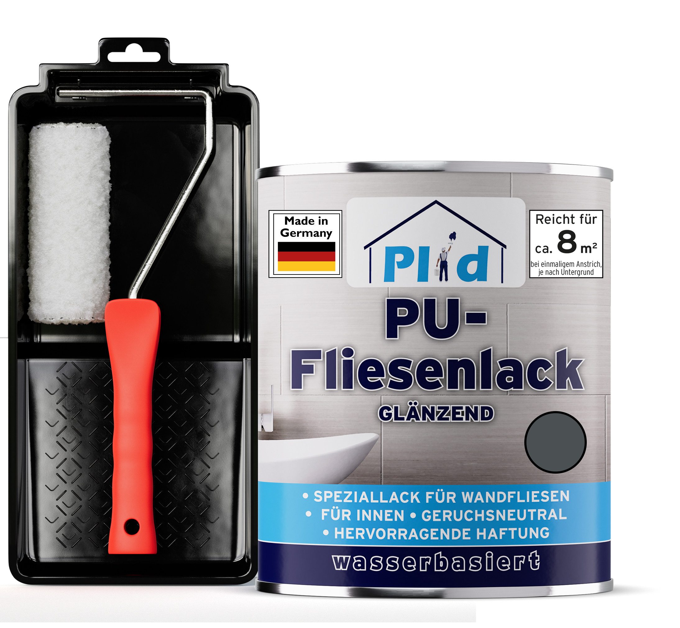 plid Fliesenlack Premium Fliesenlack Fliesen Lack Fliesenfarbe Lackierset, schnelltrocknend, spritzwasserbeständig, verarbeitungsfertig