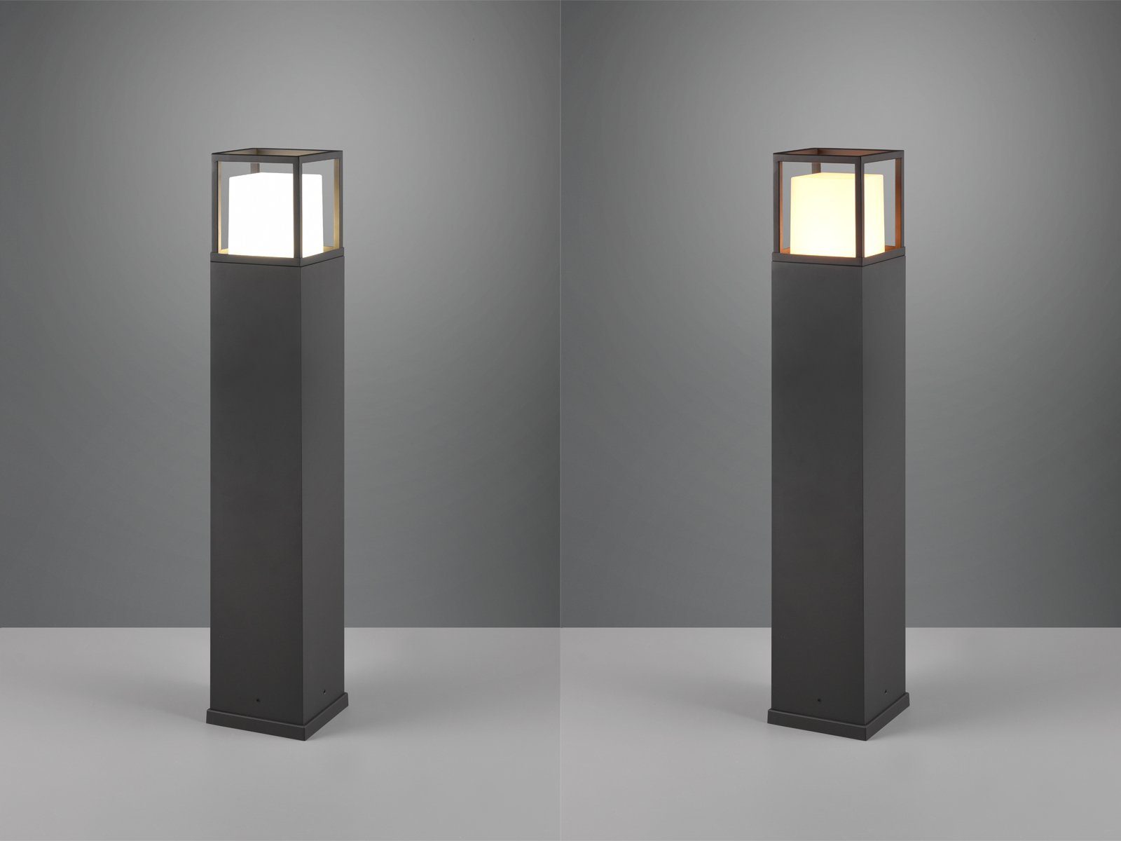 TRIO Leuchten LED Pollerleuchte, Farbsteuerung, LED fest integriert, 1x LED 14,5 Watt, 1450 Lumen, Warmweiß - Neutralweiß, 2er Set Gartenweg-Beleuchtung, Gartenleuchte mit Strom, Terrassenlampe