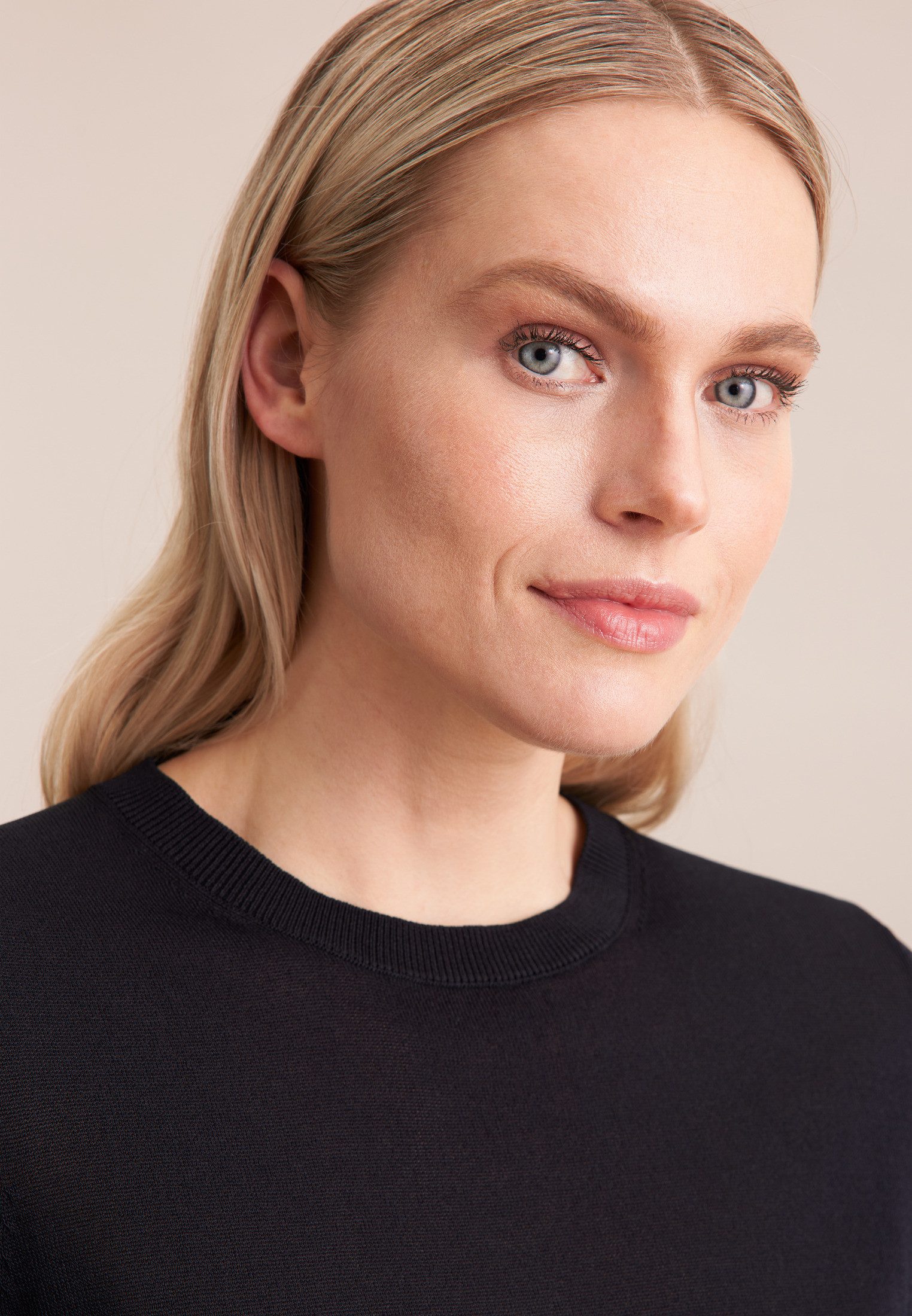 seidensticker Strickpullover Schwarze Rose 1/2 Rundhals