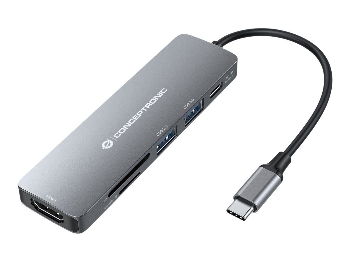 USB-Verteiler CONCEPTRONIC Adapter USB Hub->HDMI,USB-C PD,1x3.0/1x2.0USB