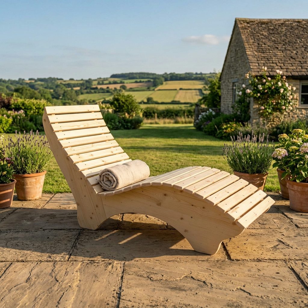 TUGA-Holztech Gartenliege Relaxliege "Ruhe-Vroni" Holzart & Größe wählbar, Breite: 70cm 80cm 90cm 100cm 120cm 140cm Höhe 58cm Fichte Lärche Zirbe