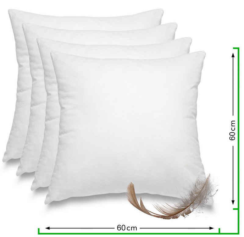 Federkissen Home, 60x60 cm, wometo, Füllung: Federn, 4, Kissenfüllung mit Bezug aus Baumwolle und Füllung aus 100% Federn