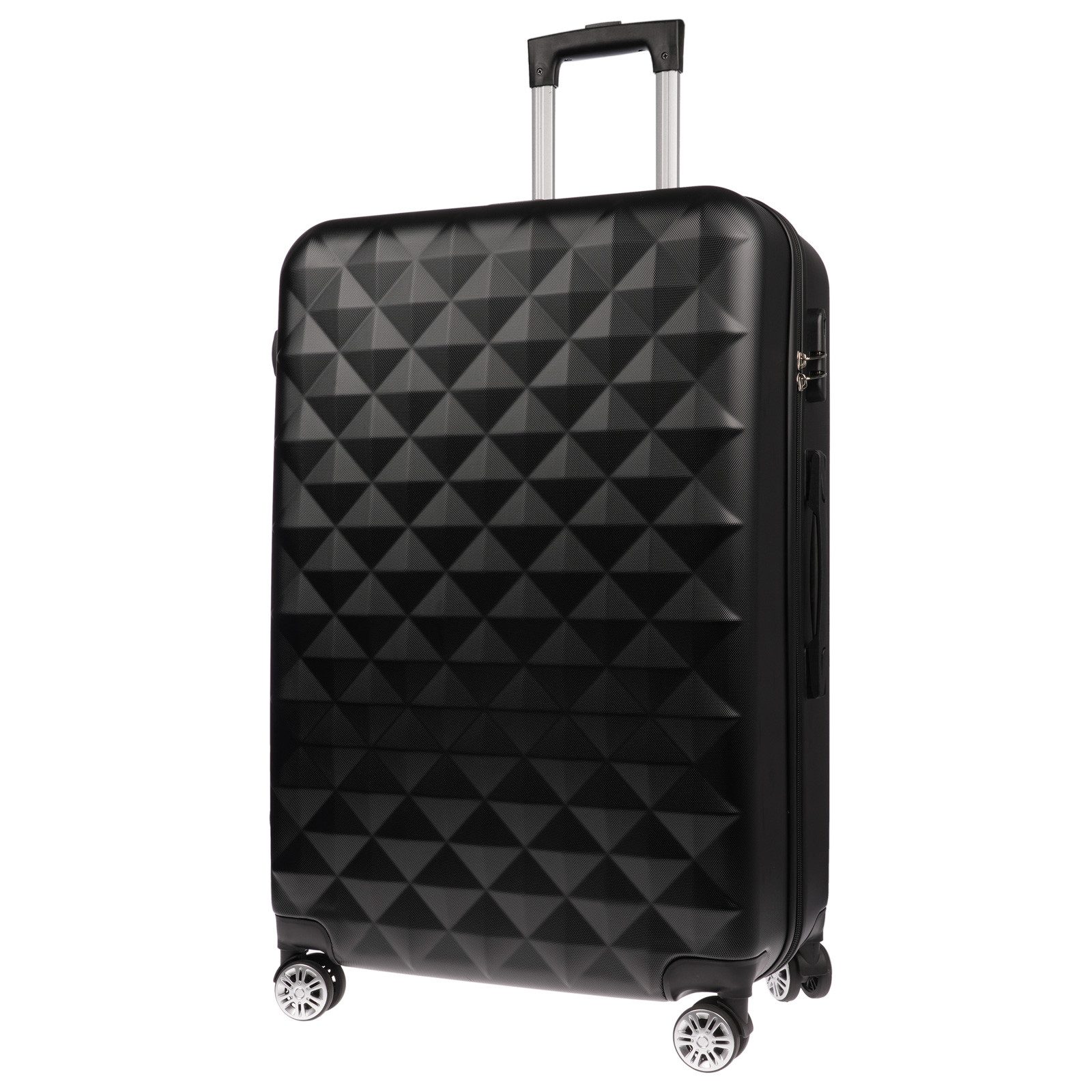 Christian Wippermann Kofferset 3er Trolley Koffer-Set Waffel BASIC Hartschale aus ABS Kunststoff, 4 Rollen, (XL-L-M, Kofferset), 360° Leichtlauf-Doppelrollen