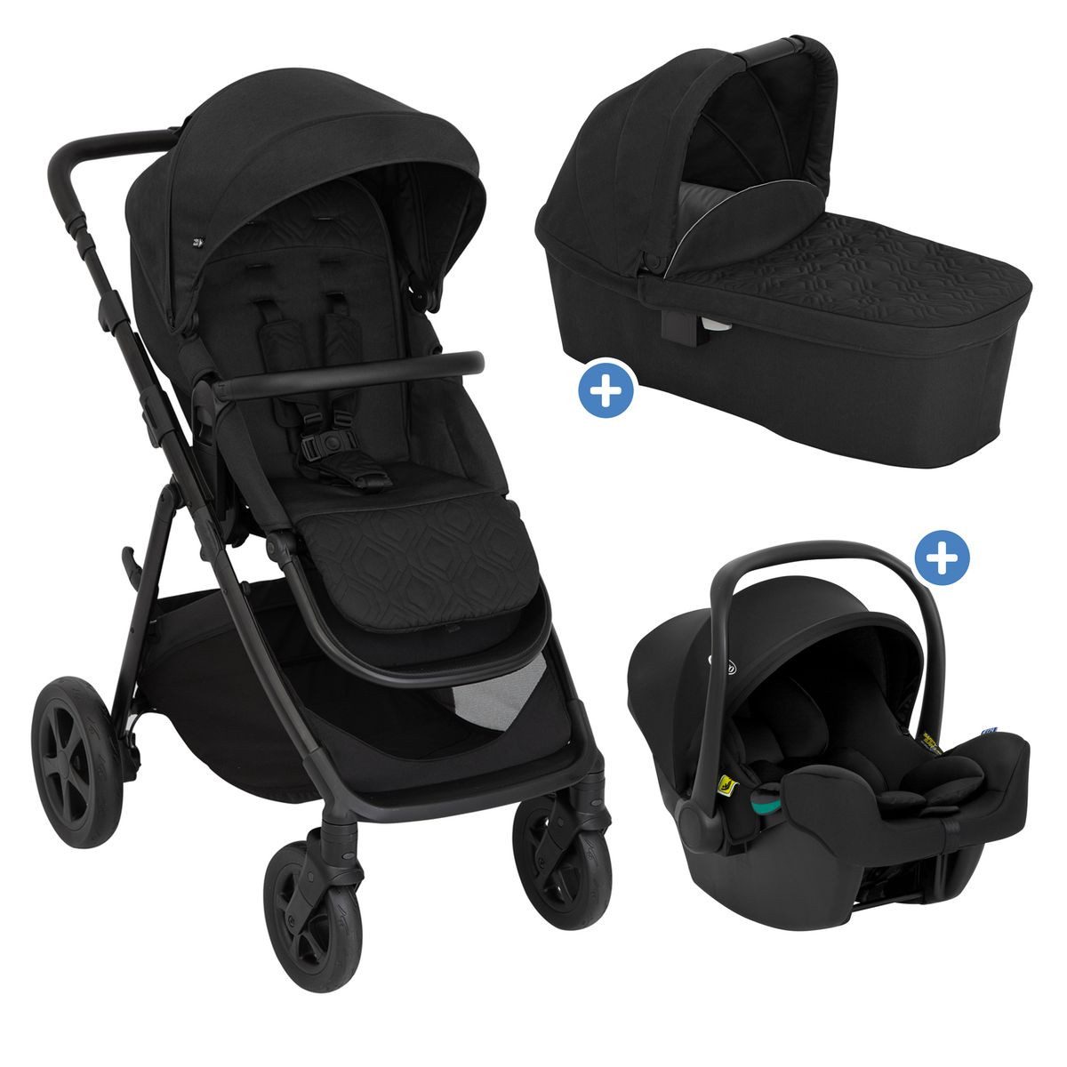 Graco Kombi-Kinderwagen Near2Me DLX Set - Midnight, 3in1 Коляски Buggy mit Babywanne, Babyschale, Sportsitz & Zubehör