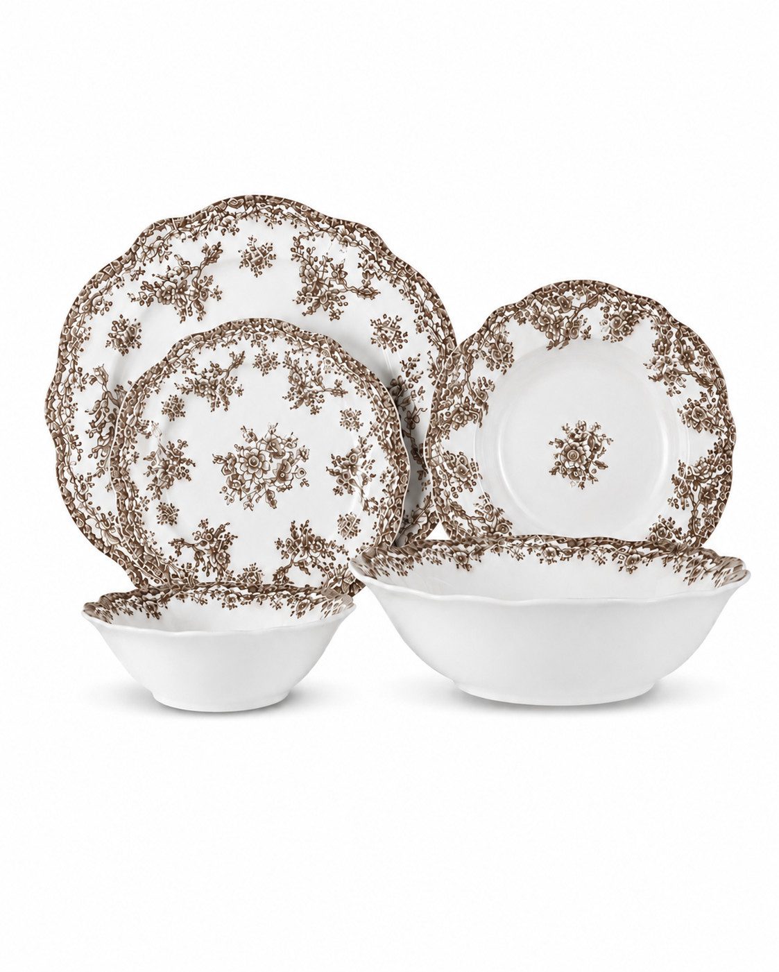 EKA Geschirr-Set Vintage Brown Teller (25-tlg), Porzellan