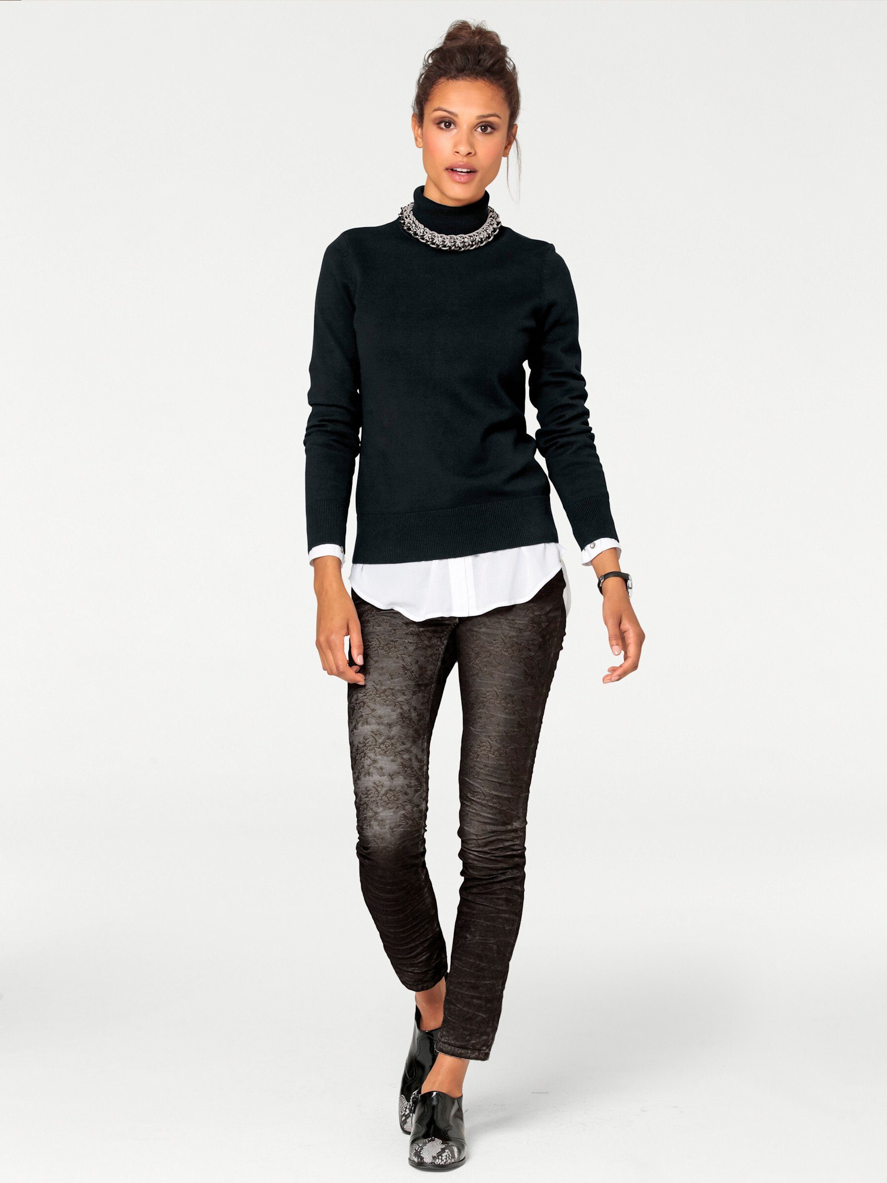 heine Strickpullover Rollkragen-Pullover Langarm Feinstrick