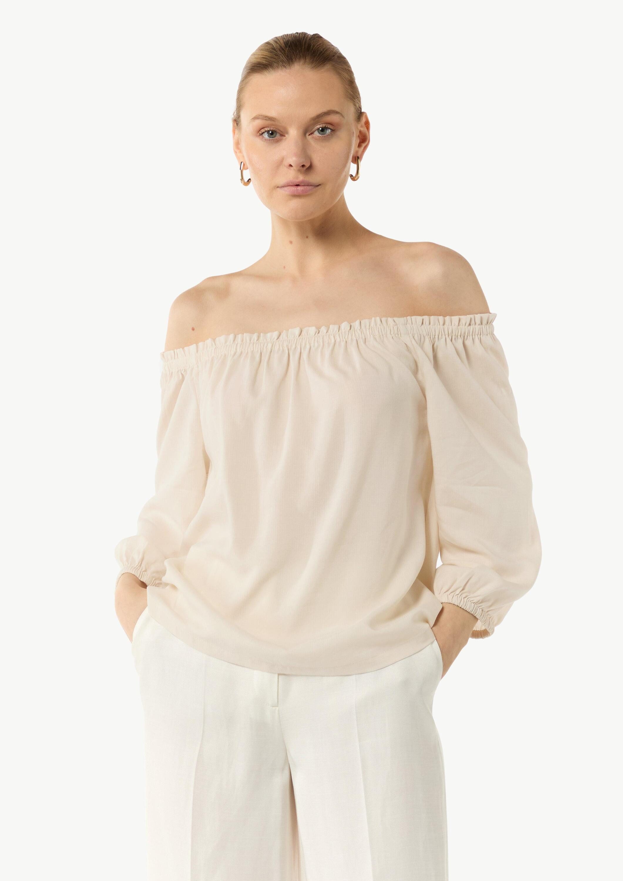 comma Kurzarmbluse Bluse Carmen-Bluse aus Lyocellmix mit elastischem Aussch günstig online kaufen