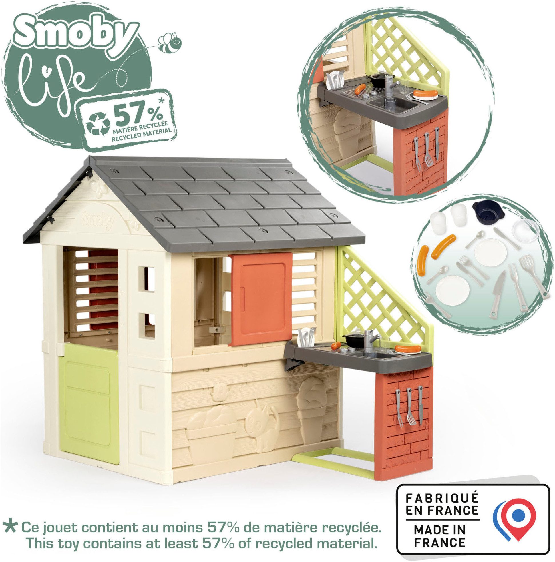 Smoby Spielhaus Smoby Life Natur mit Küche, Made in Europe