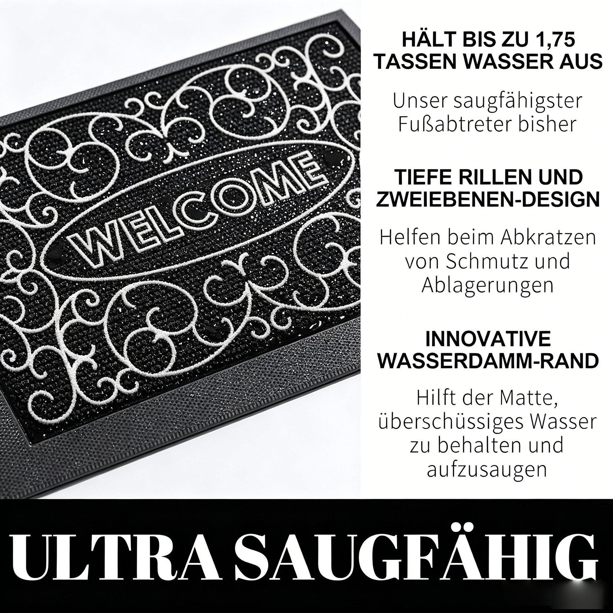 ibettertec Fußmatte Eingangsmatte Schmutzfangmatte Kokosfasern antibakteriell wetterfest, antibakteriell, pflegeleicht, für Innen- und Außenbereich geeignet – Bild 2 von 5