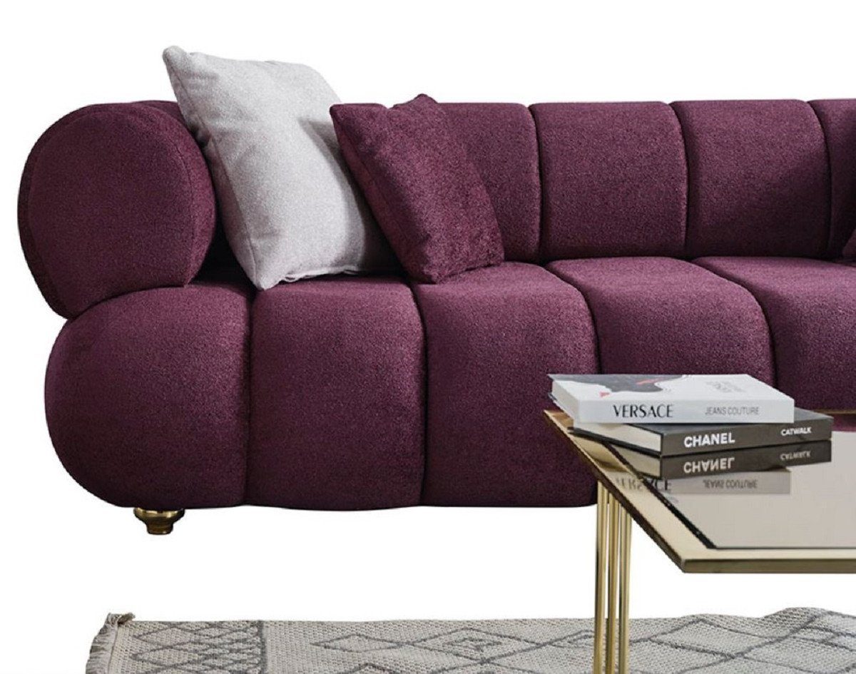Padrino 4er - 4-Sitzer Lila Luxus Moderne Sofa - Gold Luxus Modernes Kollektion - Wohnzimmer Möbel Wohnzimmer Casa / Sofa