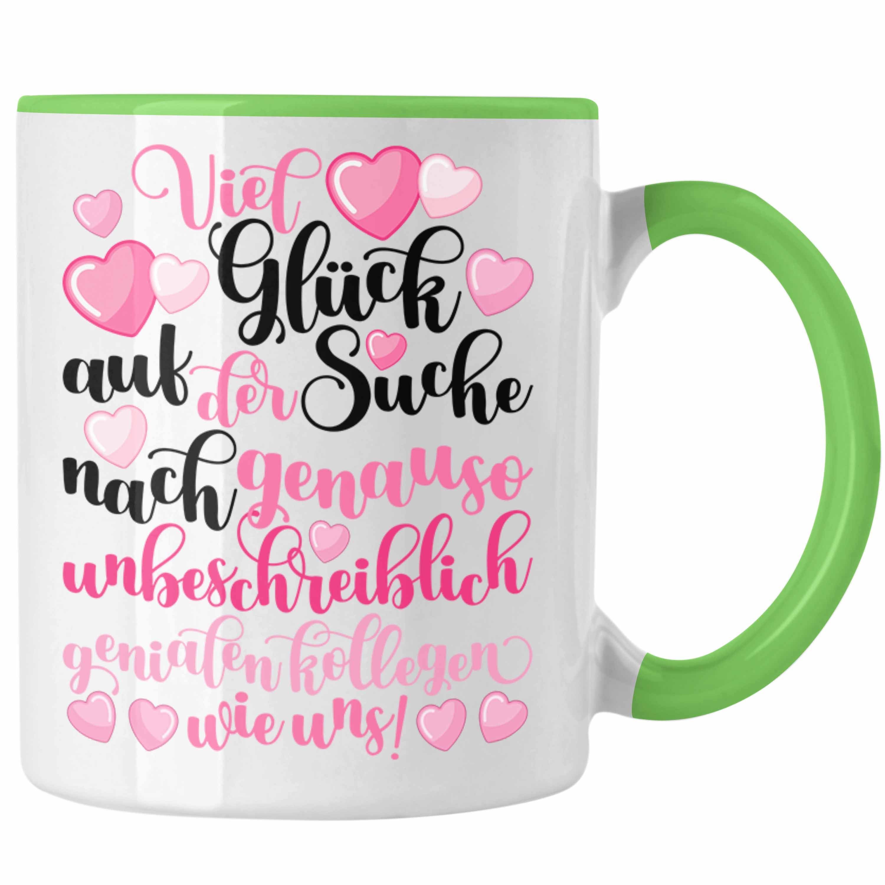 Trendation Tasse Trendation - Jobwechsel Tasse Geschenk Kollegin Abschiedsgeschenk Neuer Job Viel Glück Bei Der Suche Spruch Grün