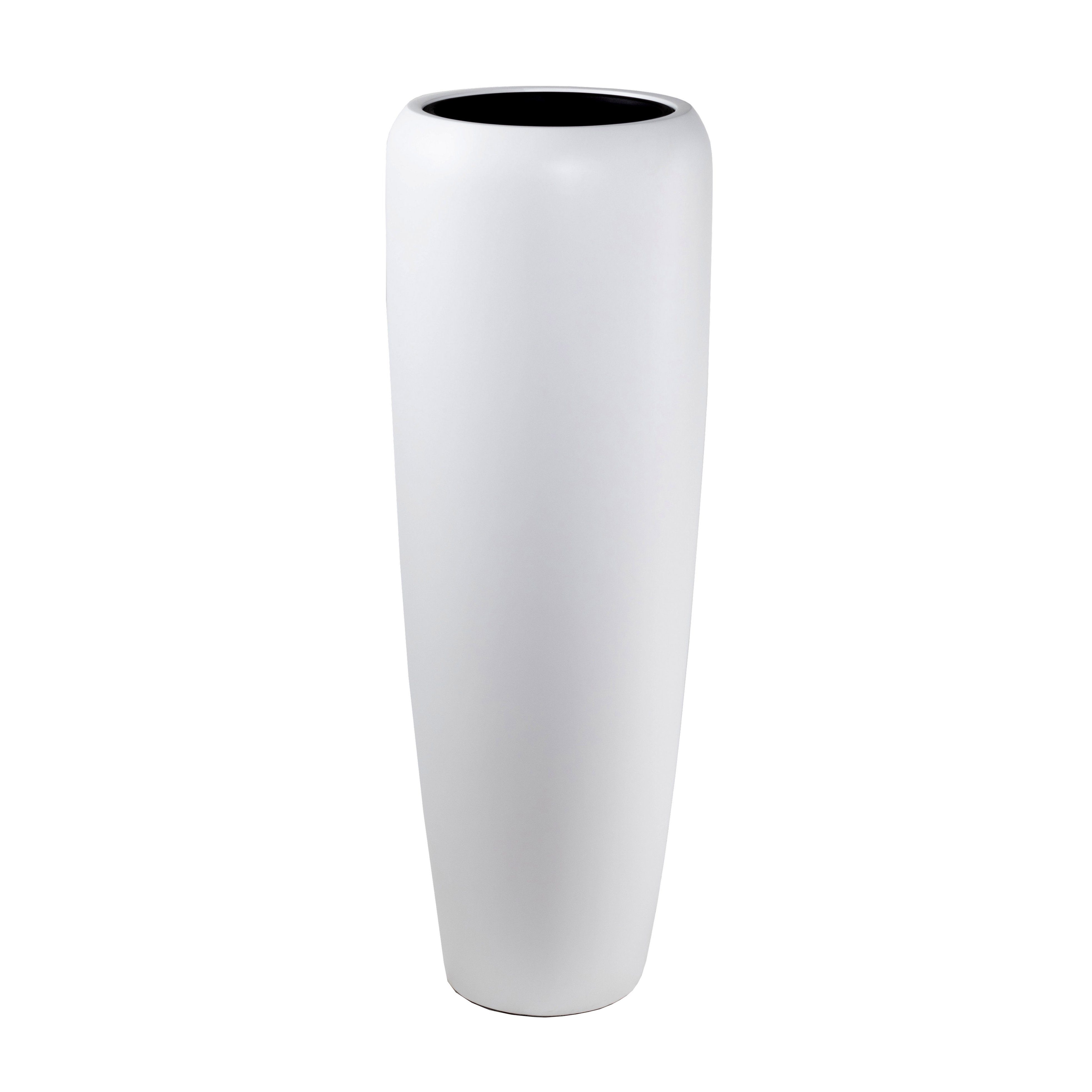 Flingora Bodenvase Cleo, mit Einsatz - Fiberglas - Indoor & Outdoor - Samtweiß - Höhe 97 cm