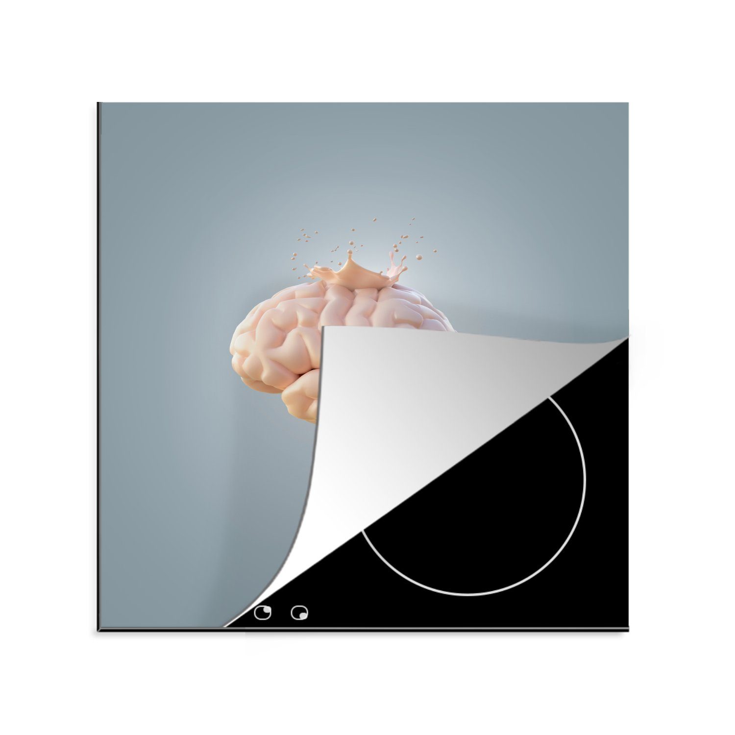 MuchoWow Herdblende-/Abdeckplatte Tropfendes Gehirn, Vinyl, (1 tlg), 78x78 cm, Ceranfeldabdeckung, Arbeitsplatte für küche