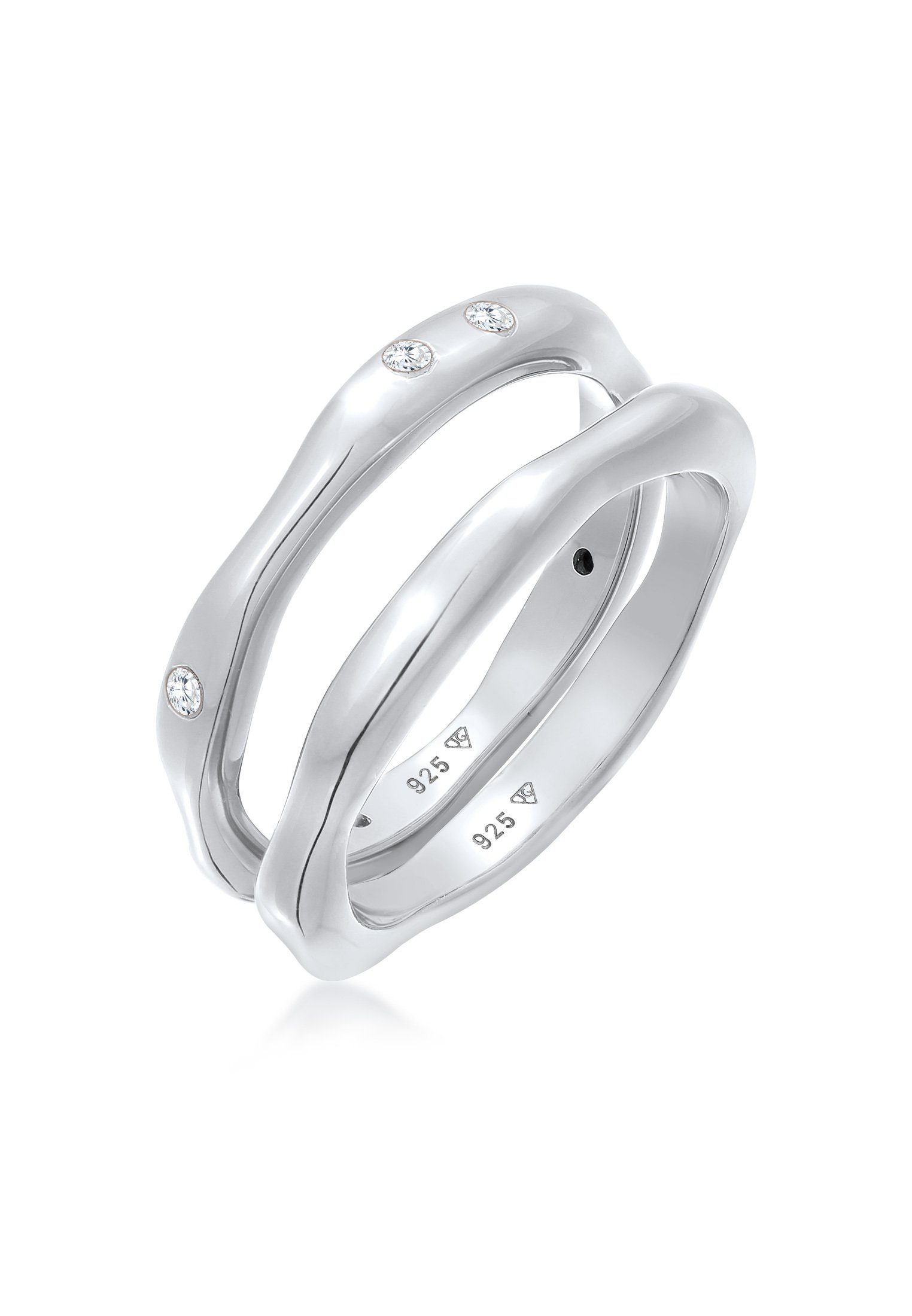 Solitärring Zirkonia Stapelring Bandring Basic 2er Set 925 Ring