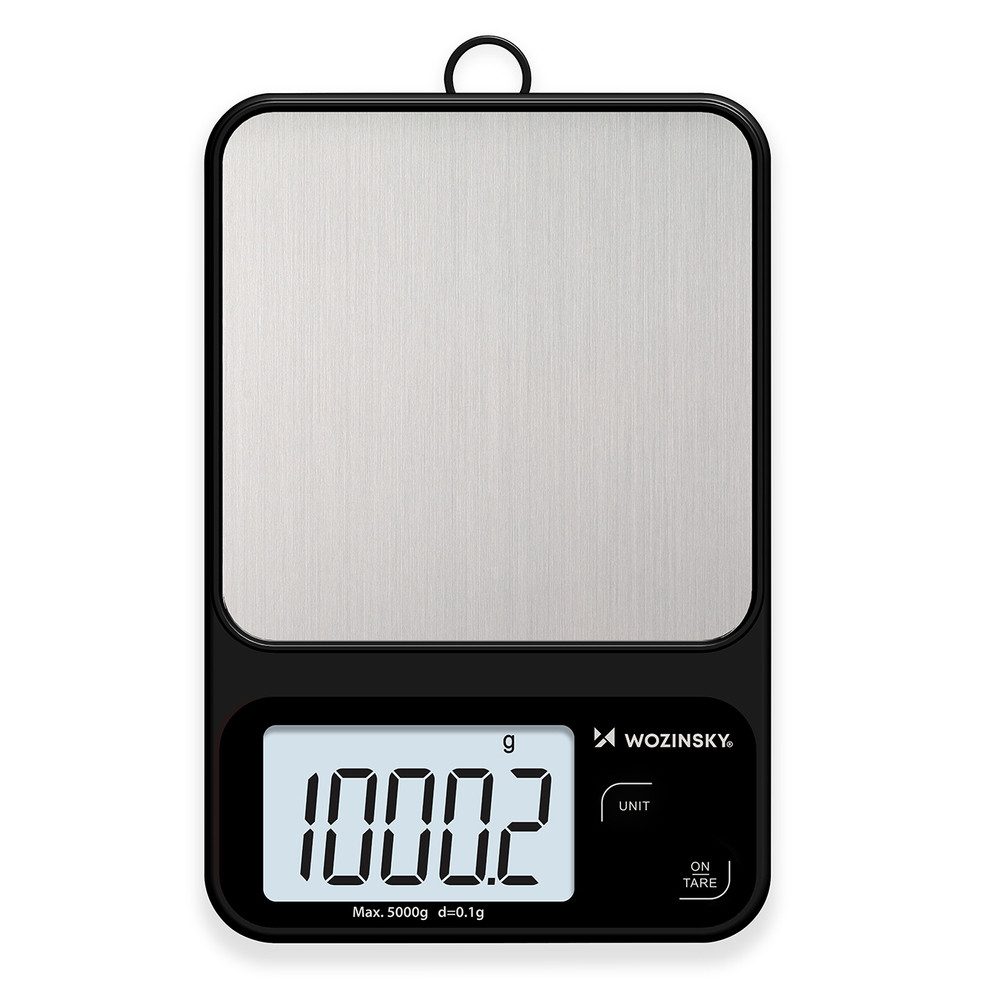 Wozinsky Küchenwaage Digitalwaage Feinwaage Haushaltswaage, (Spar-Set, 1-tlg., 19, 7 cm flach, 5 x 13 x 2), Tara-Funktion, 0,1 g genau, LCD-Display, aufhängbar