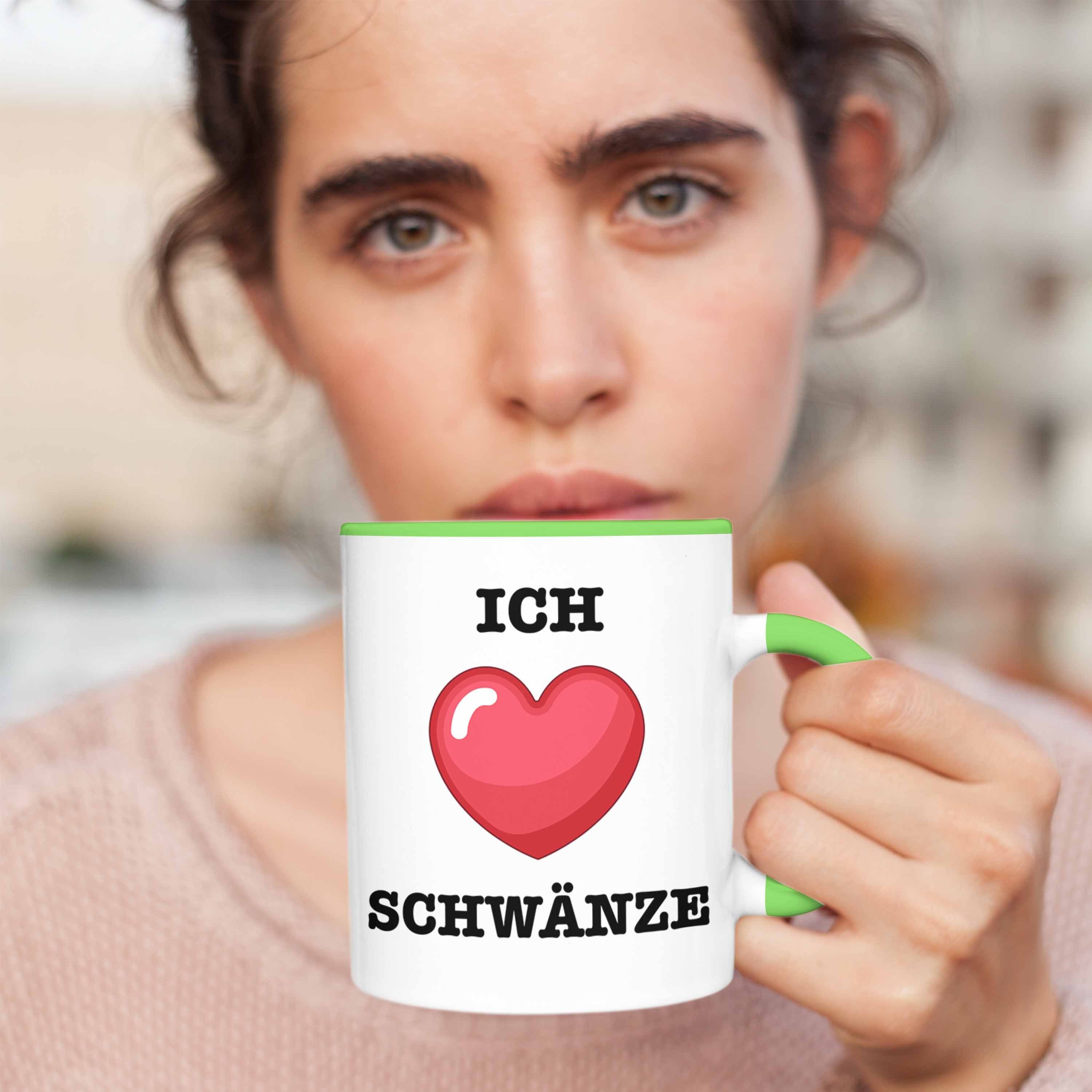 Liebe Schwänze Geschenkidee Geschenk 18+ Trendation Ich Humor Tasse Grün Tasse Versauter