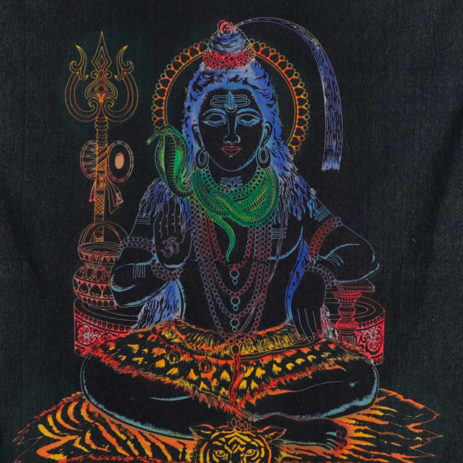 KUNST UND MAGIE Wandteppich Tuch Shiva Tagesdecke Wandbehang Deko UV Schwarzlicht ca. 200x135 cm