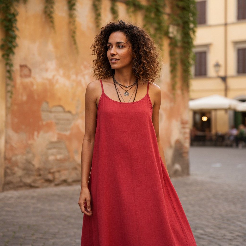 Guru-Shop Midikleid Luftiges Trägerkleid, Sommerkleid, Hängerchen.. alternative Bekleidung