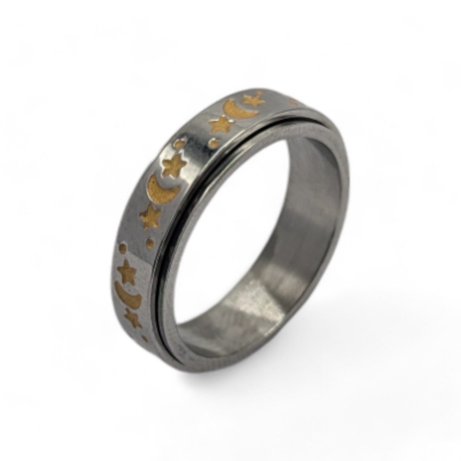 Fingerring Anti Stress Fidget Ring Mond 2 Sterne Anxiety Ring