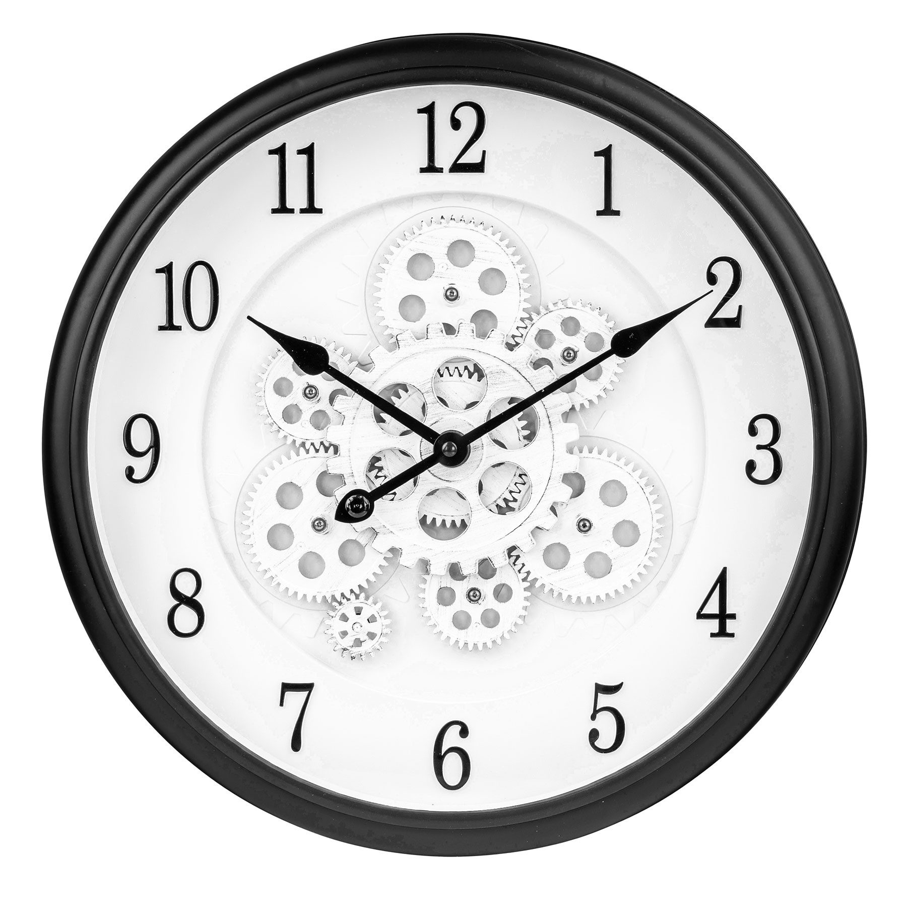 Levandeo® Wanduhr Wanduhr Ø 40cm Zahnraduhr Schwarz Weiß Bewegliche Zahnräder Retro Stea (bewegliche Zahnräder)