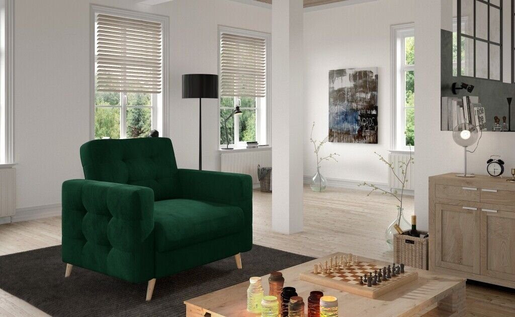 JVmoebel Sessel, Sessel Designer Stuhl Polster Relax Stoff Textil Lounge Neu Fernseh 1 Sitzer Grün