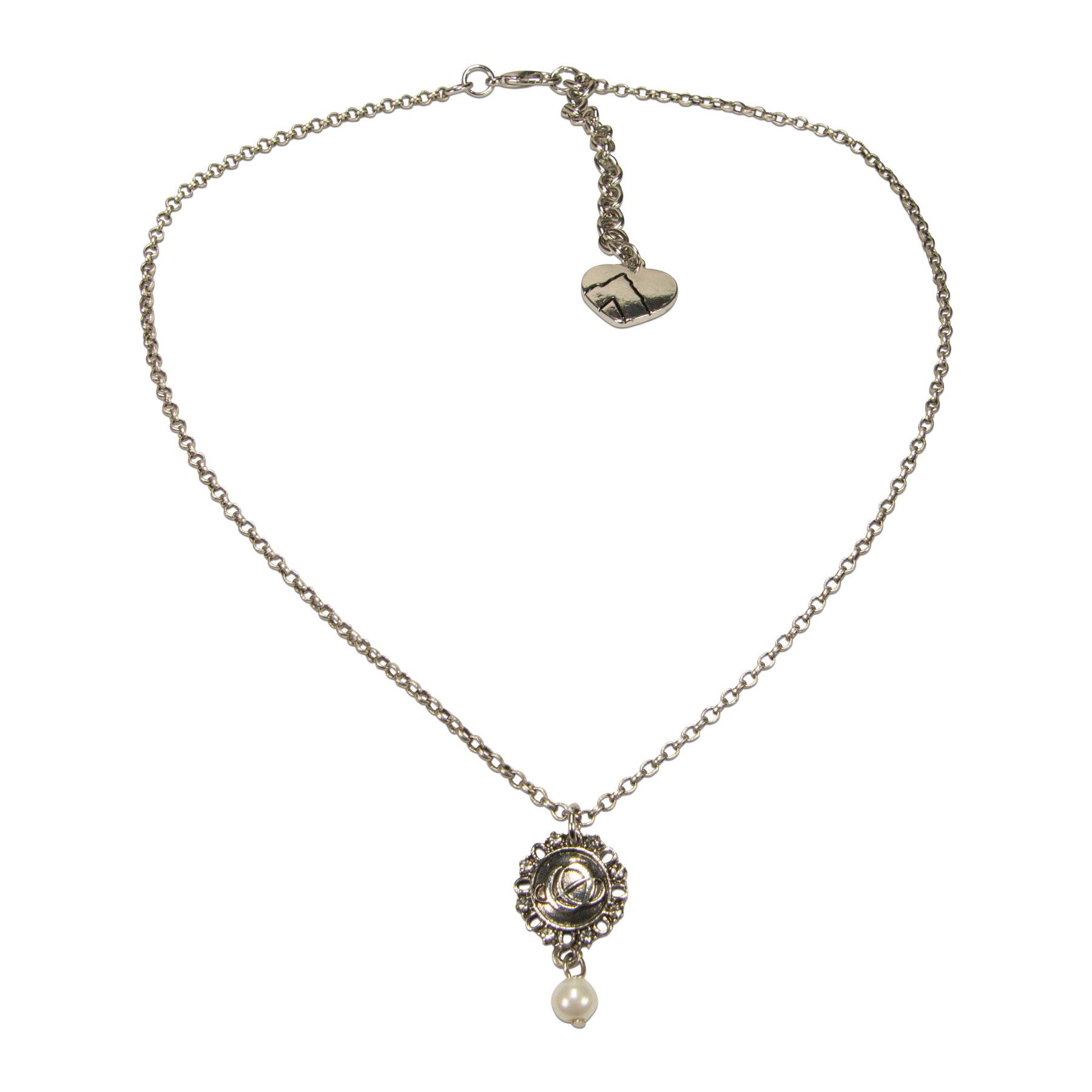 Alpenflüstern Collier Oktoberfest ™ Trachten-Halskette mit Perle (antik-silber-farben), - Damen-Trachtenschmuck, Dirndlkette, Trachtenkette