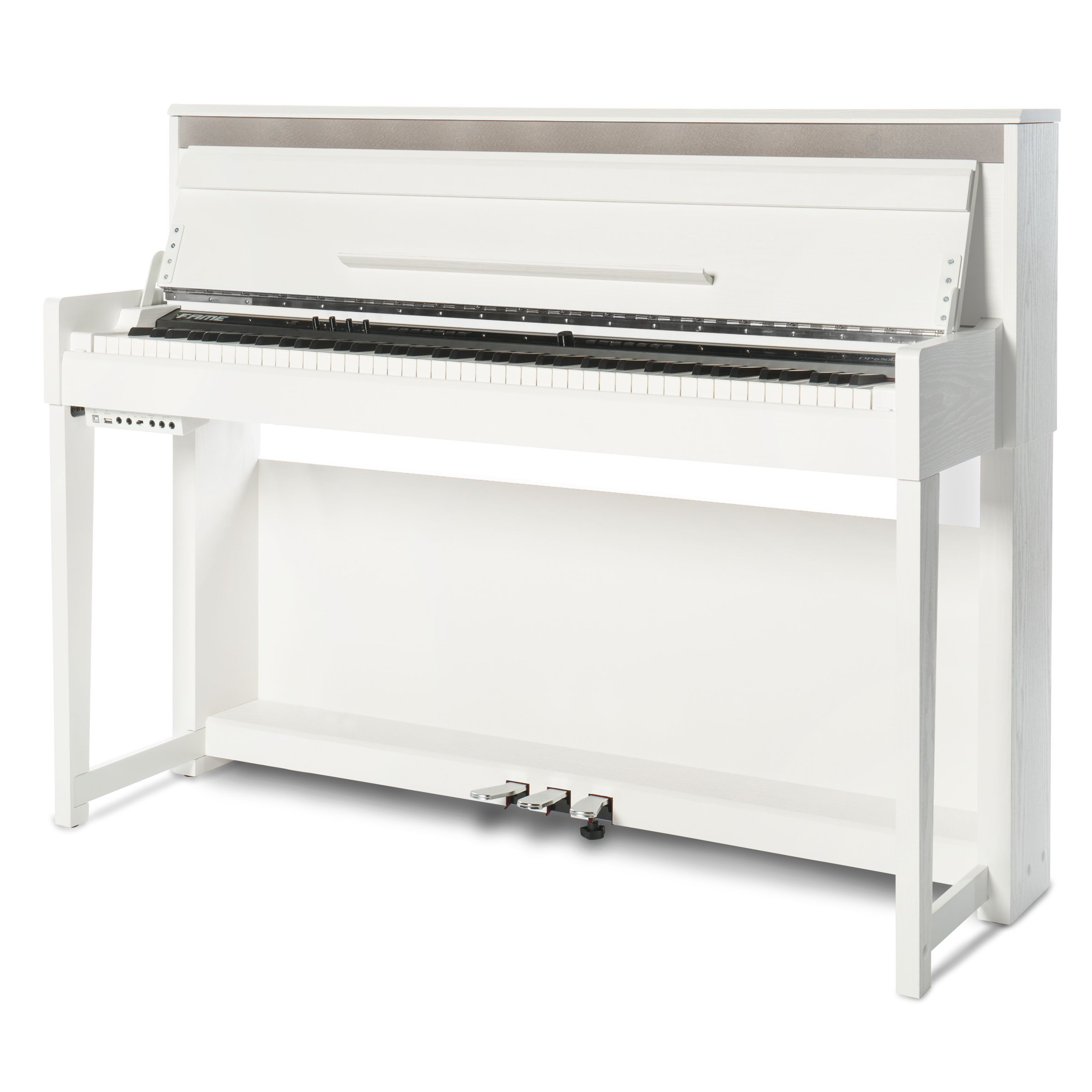 FAME Digitalpiano (DP-6500 E-Piano Set 88 Tasten Hammermechanik 40 Sounds USB MIDI Aufnahmefunktion Dreifachpedal Klavierbank Kopfhörer Notensammlung Weiß, Digitalpianos, Digitalpiano-Sets), E-Piano Set, Hammermechanik, USB MIDI