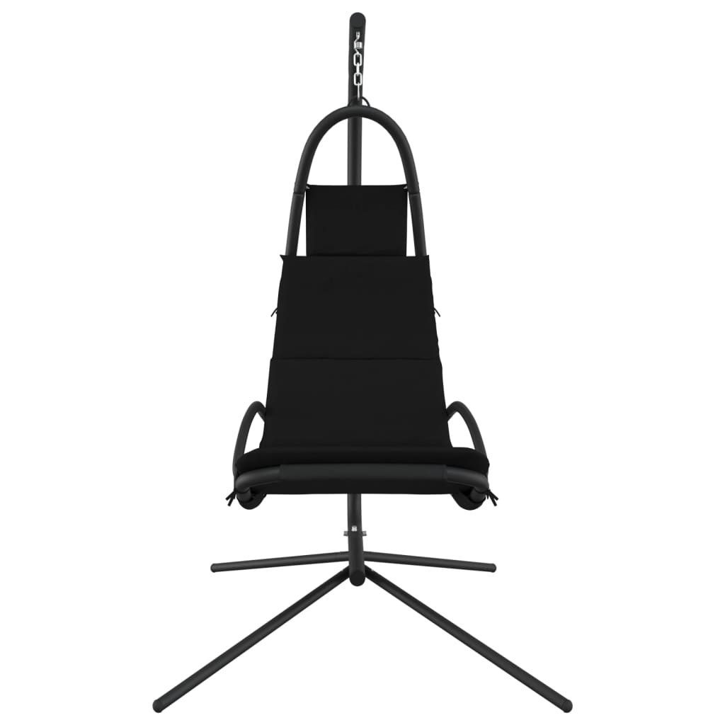 vidaXL Hollywoodschaukel Garten-Hängestuhl mit Kissen Schwarze Oxford-Gewebe und Stahl, 1 tlg.