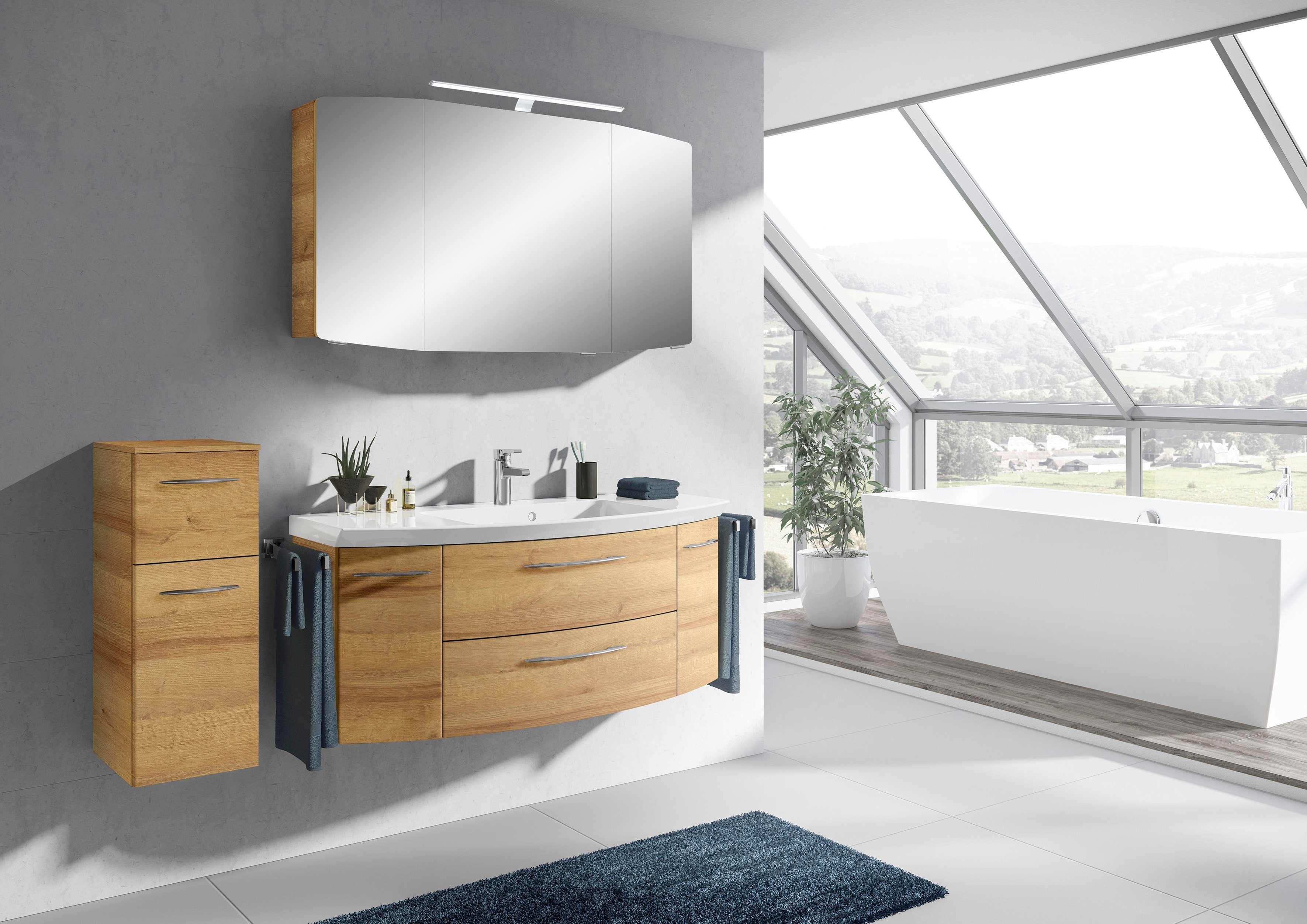 Saphir Badmöbel-Set Cassca Sprint 3-teilig Mineralmarmor-Waschtisch günstig online kaufen