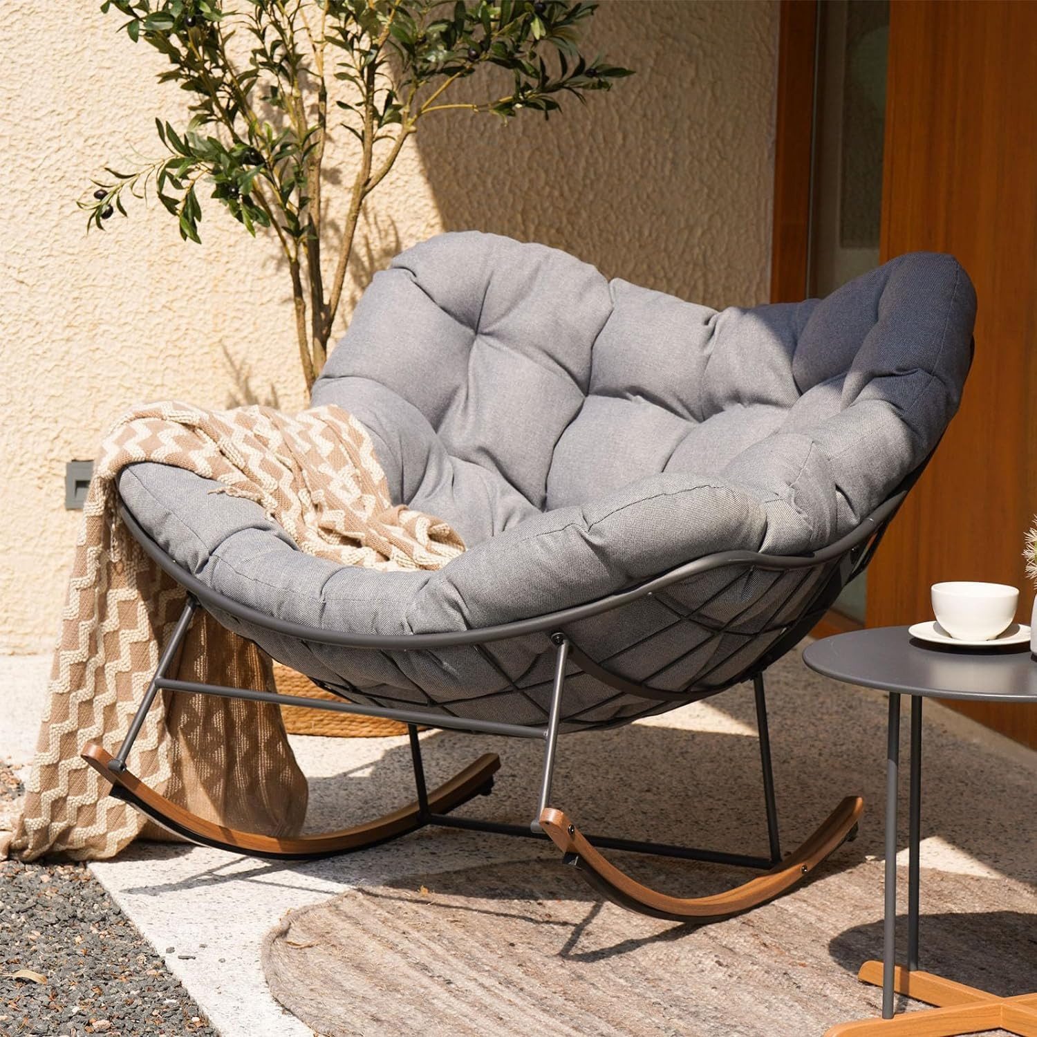 Grand patio Schaukelstuhl Schwingsessel Relaxstuhl für Garten, Wohnzimmer, günstig online kaufen