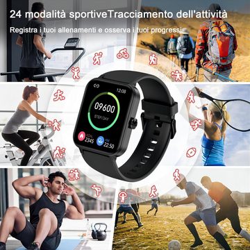 IOWODO Damen's und Herren's Fitness Tracker Telefonfunktion Smartwatch (1,83 Zoll, Android/iOS), mit Schrittzähler Sportuhr Herzfrequenz Blutsauerstoff Schlafmonitor