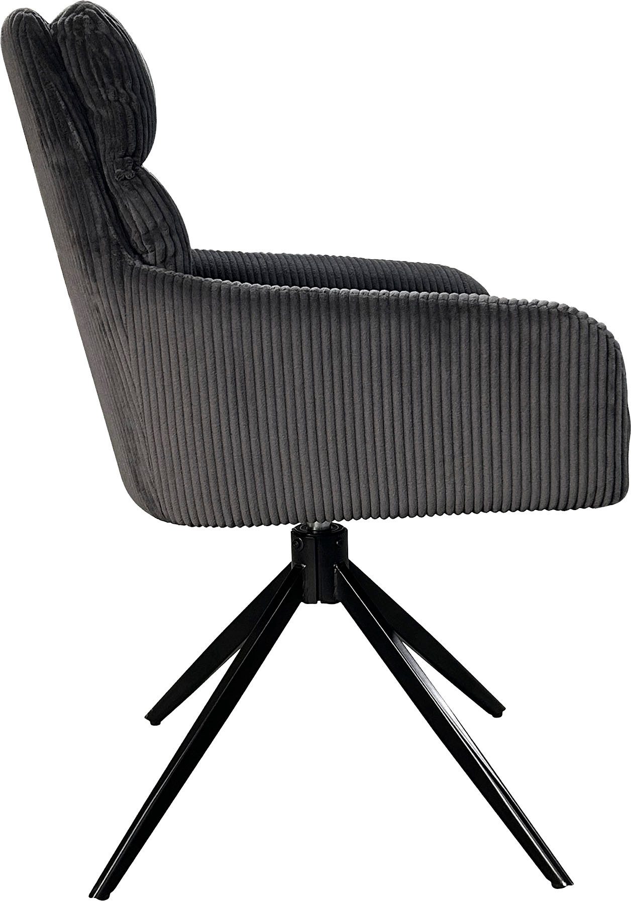 byLIVING Esszimmerstuhl Pura (Set, 2 St), Sitzschale 360°drehbar, Metall schwarz, Armlehnstuhl, diverse Farben – Bild 5 von 5