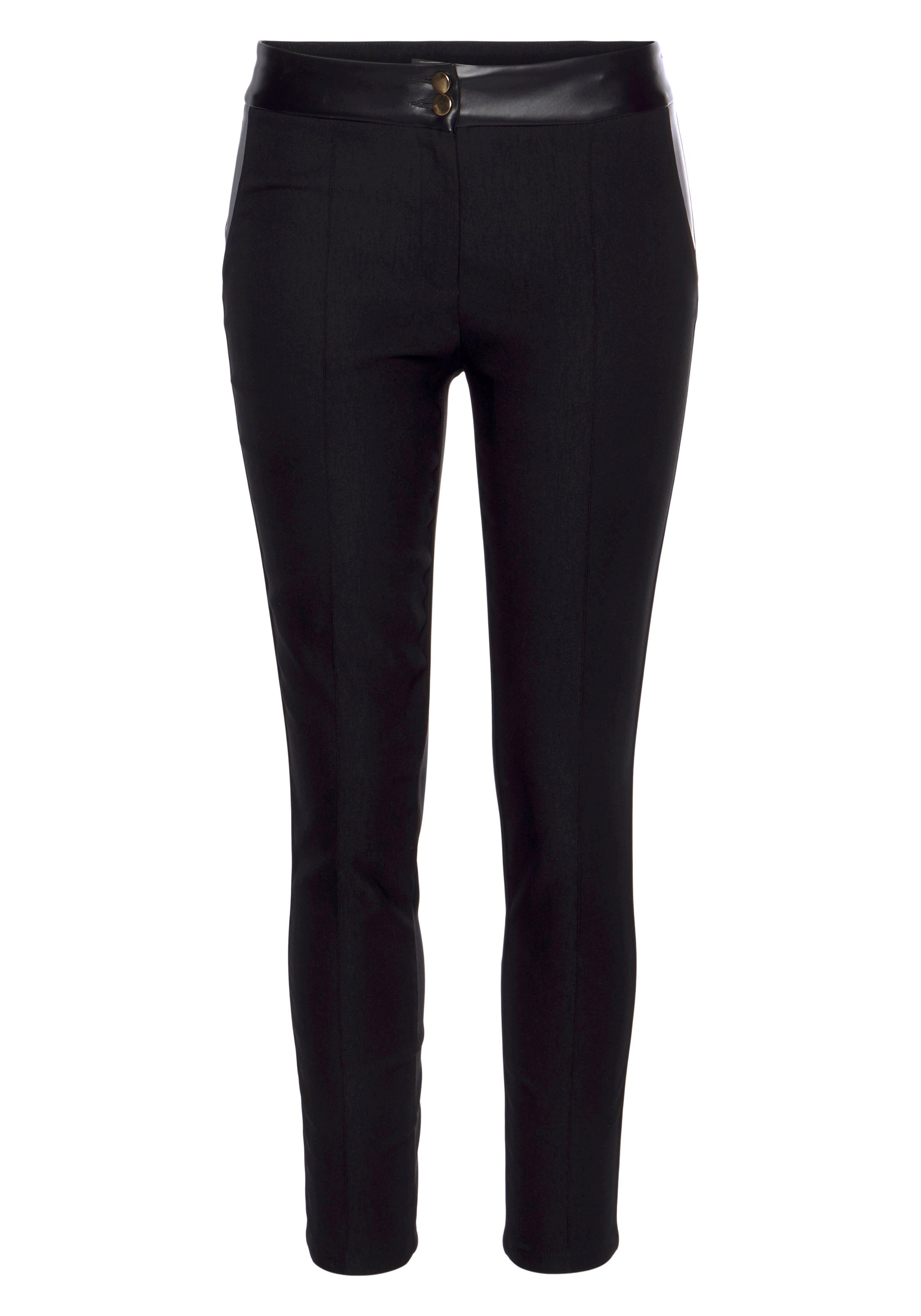 LASCANA Stretch-Hose mit Einsätzen aus Lederimitat, günstig online kaufen