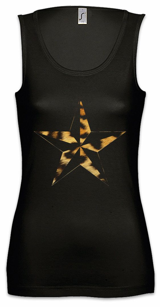 Urban Backwoods Tanktop Leo Nautical Star Ärmelloses Damen T-Shirt Tattoo Stern Leopard Oldschool Rockabella Pin Up
