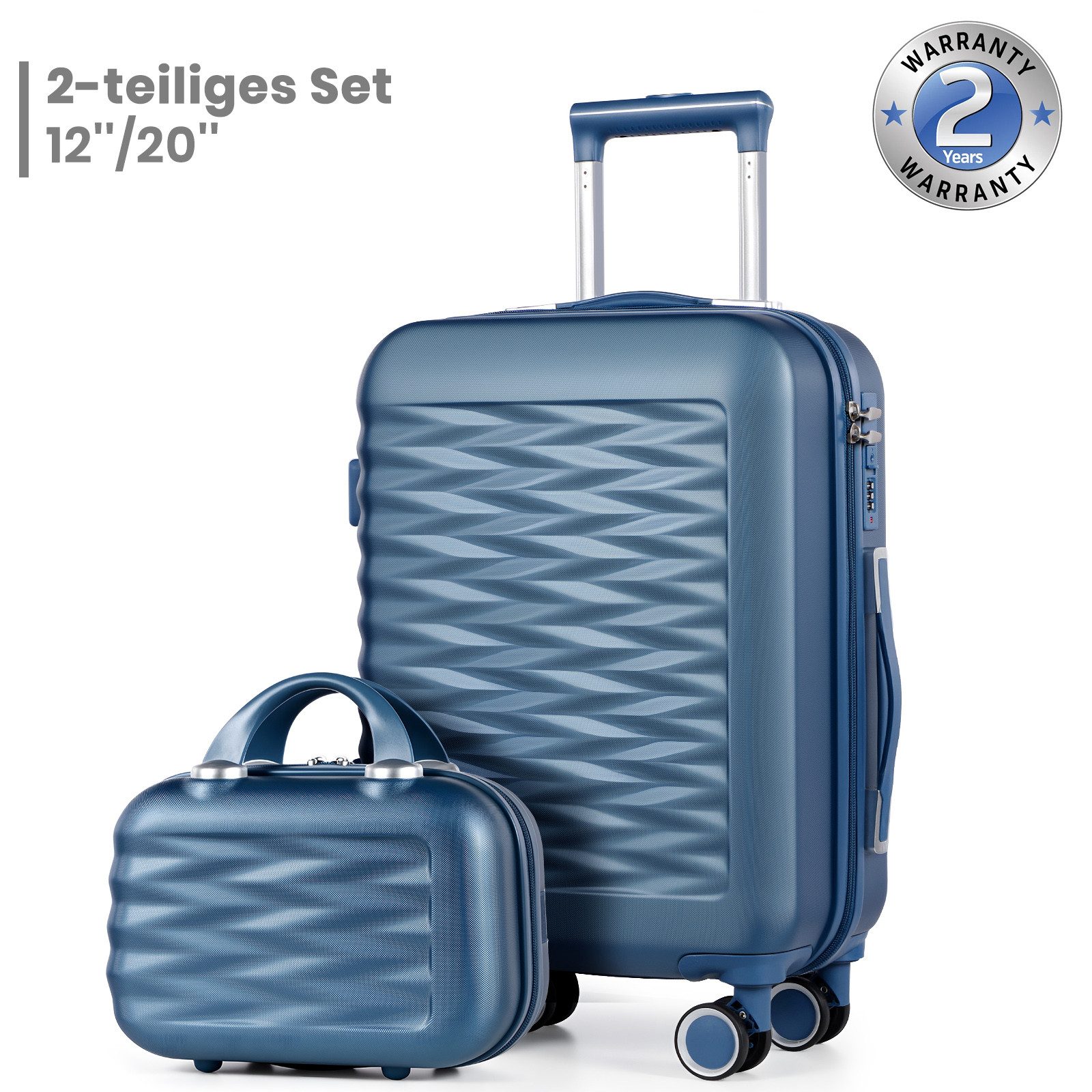 Tavoxda Kofferset Koffer-Set mit Kosmetikkoffer, ABS+PC-Hartschale, (2 tlg., 2-teiliges oder 4-teiliges Kofferset jeweils mit Kosmetiktasche)