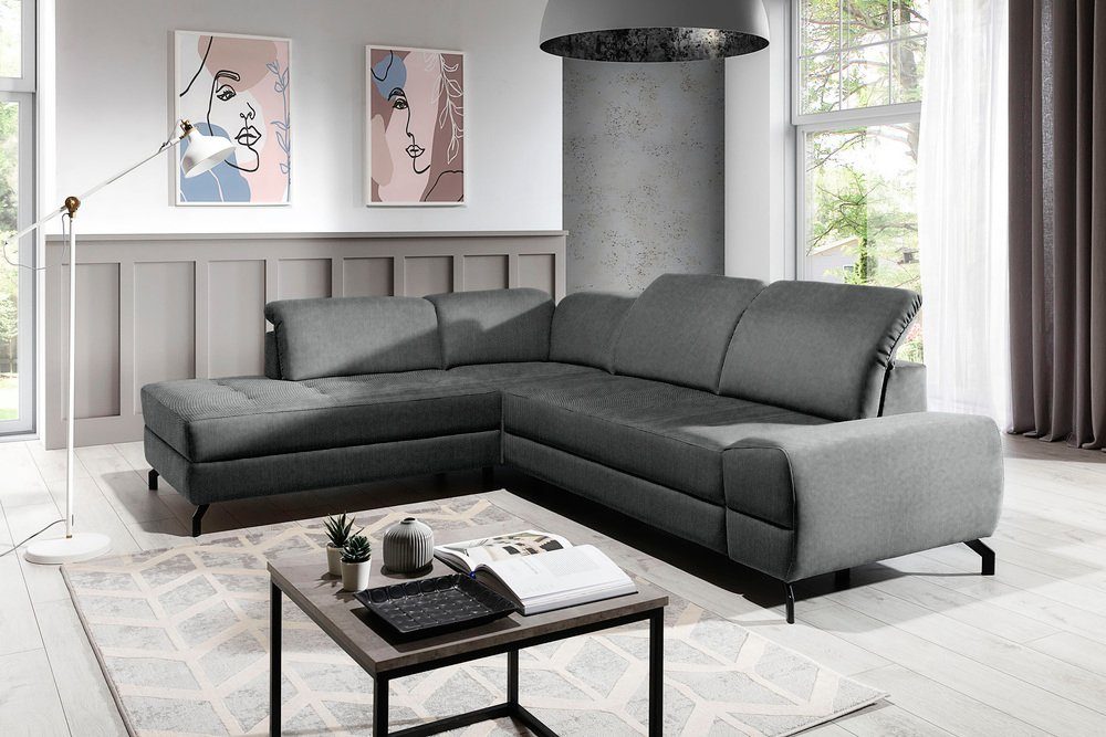 frei und Bettfunktion, Ecksofa bestellbar, Relaxfunktion Steppung Stylefy oder mane Modern Design, Raum inklusive rechts links stellbar, mit Calcutta, Kopfteilverstellung, L-Form, Eckcouch, mit im