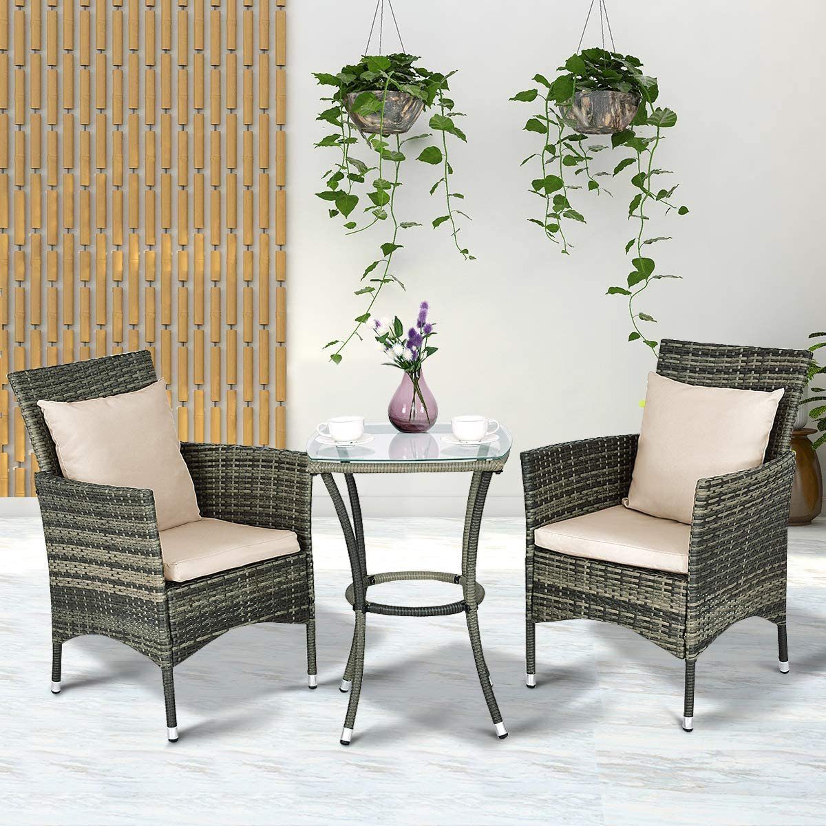 COSTWAY Balkonset, (3-tlg), 2 Personen, Rattan, günstig online kaufen