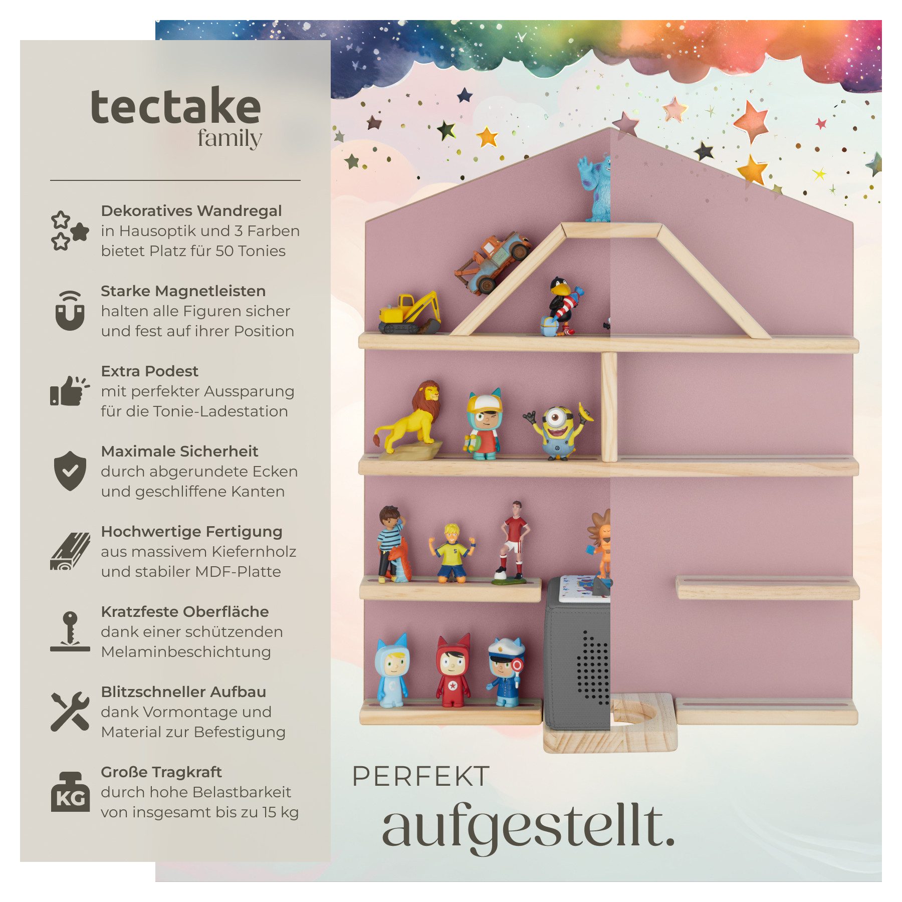 tectake Wandregal Hängeregal Mylittle Story für bis zu 50 Tonies, Set 1-tlg günstig online kaufen
