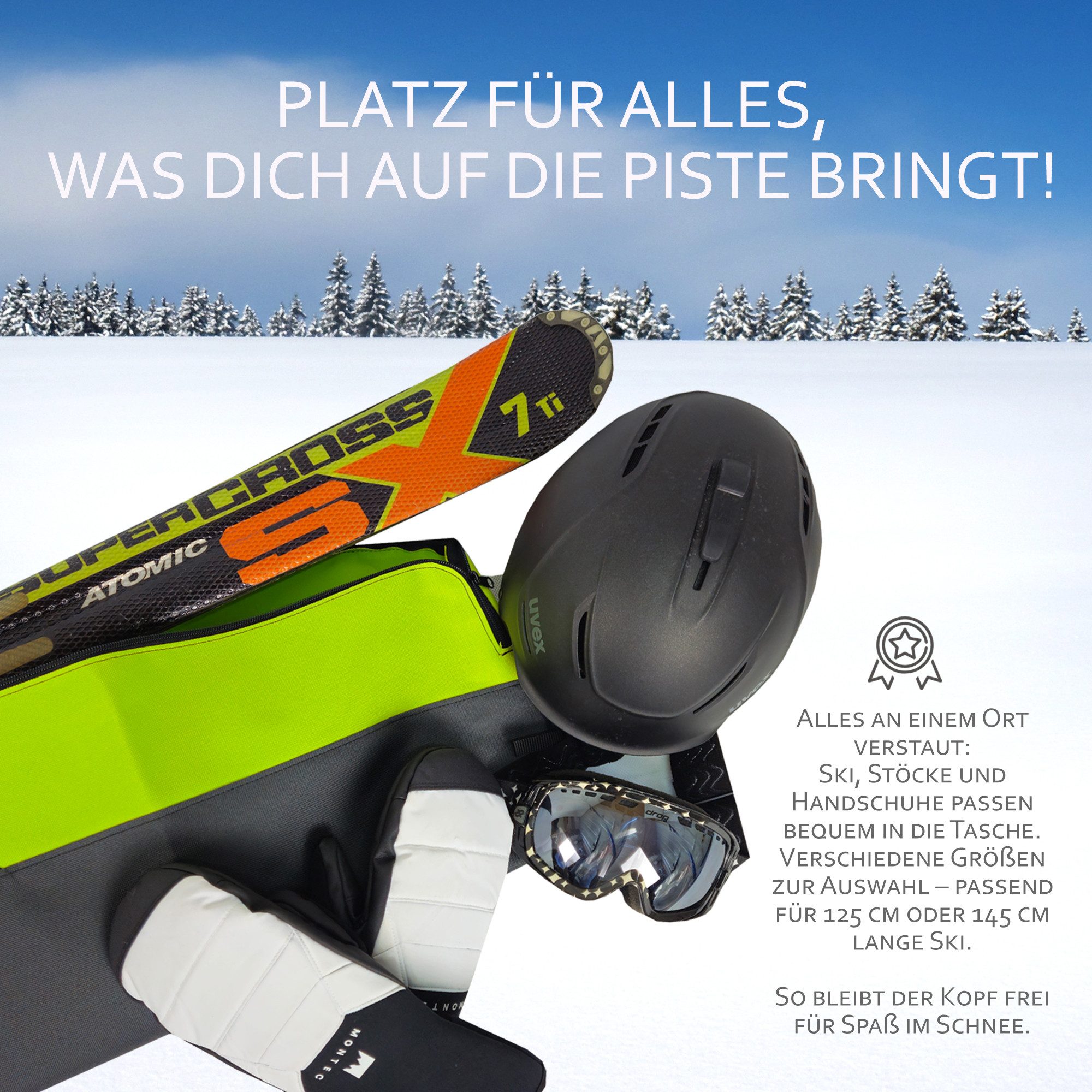 BambiniWelt by Rafael K. Skitasche Skitasche für Kinder Skisack für Ski und Skistöcke Skibag Skicover
