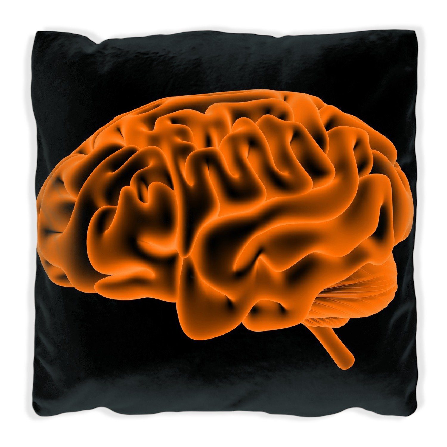 Wallario Dekokissen Menschliches Gehirn in leuchtend orangener Farbe, handgenäht