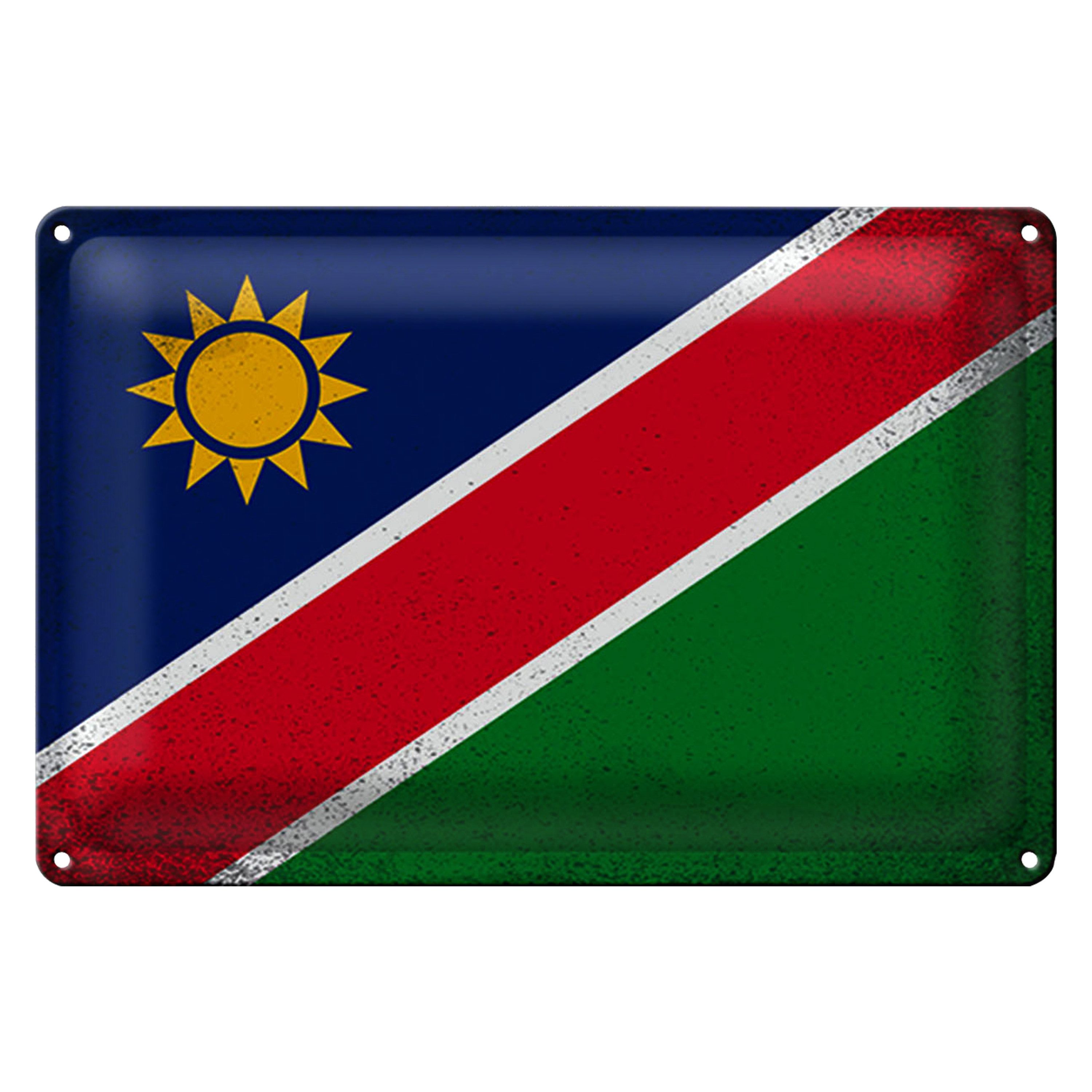 Metallschild Flagge Namibia 18x12cm Flag of Namibia Vintage