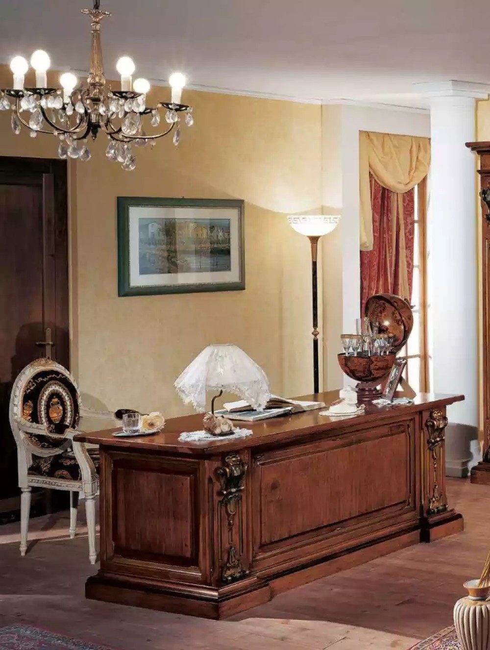 JVmoebel Büromöbel-Set Braune Massivholz-Büromöbel für Home Office, (2-tlg., Nur Bücherregal + Schreibtisch), Made in Europa