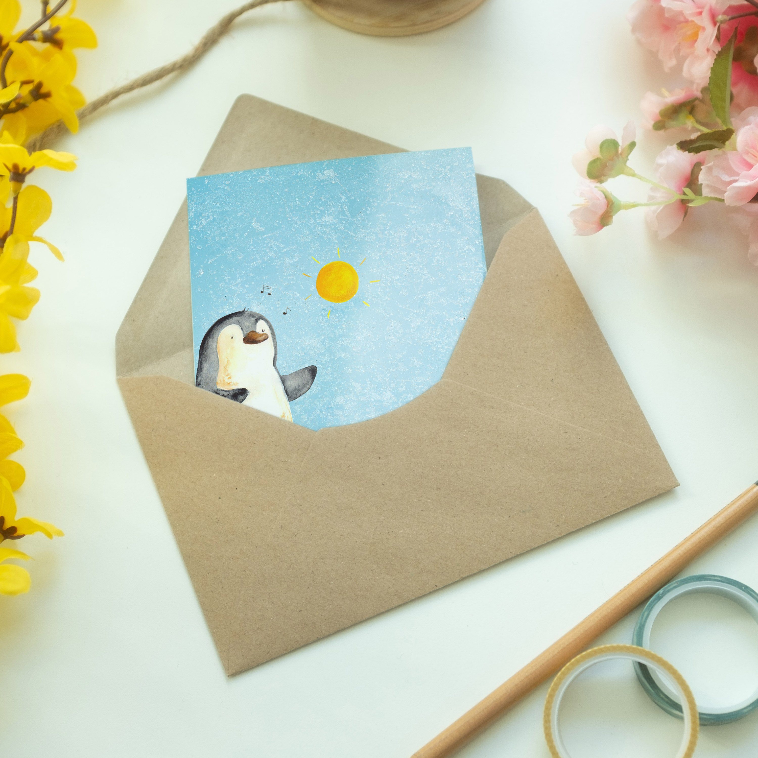 Mr. Portugal, - Mrs. Eisblau Pinguin & Geschenk, Hochzeitskarte Urlaub, Panda Grußkarte - Surfer